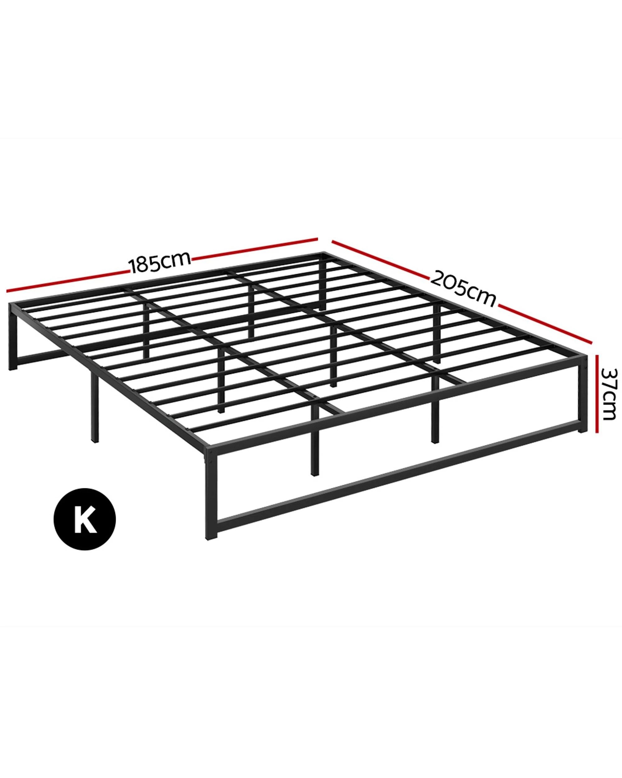 2 Artiss Bed Frame King Size Metal Frame TINO - Black, 2 of 7