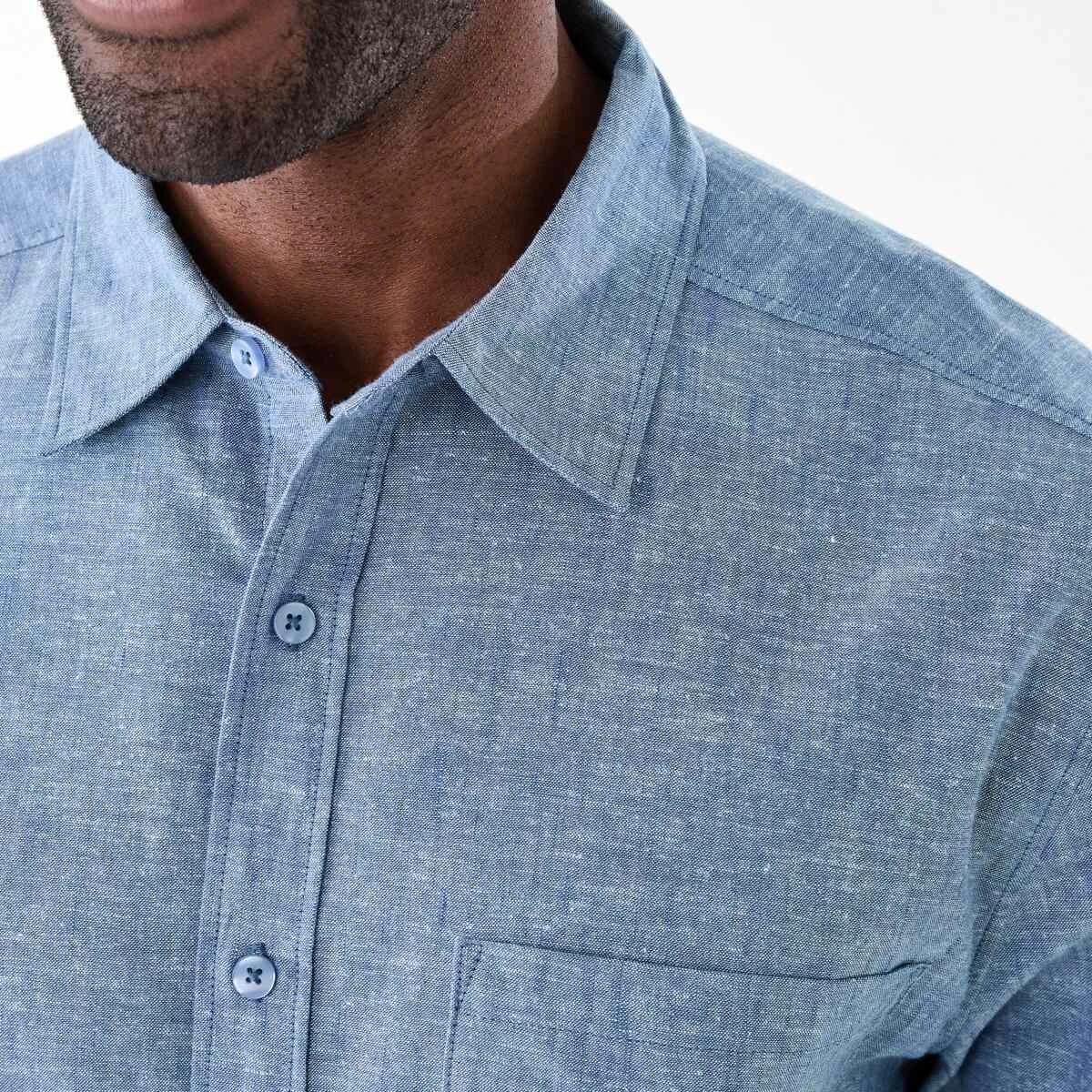 5 Long Sleeve Cotton Linen Shirt FELICIA BLUE YD, 5 of 6