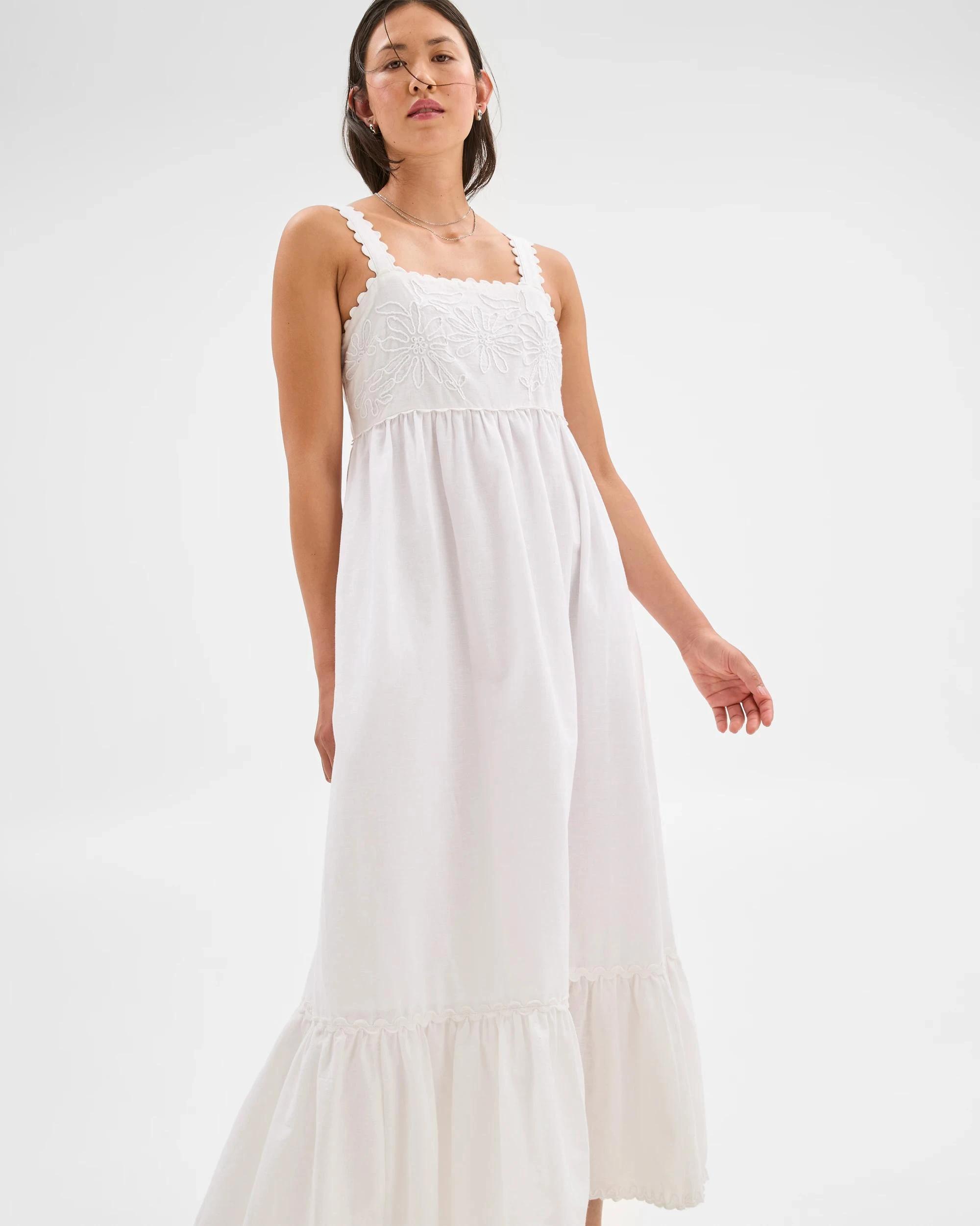 8 Target Woman Linen Blend Square Neck Maxi Dress WHITE, 8 of 9