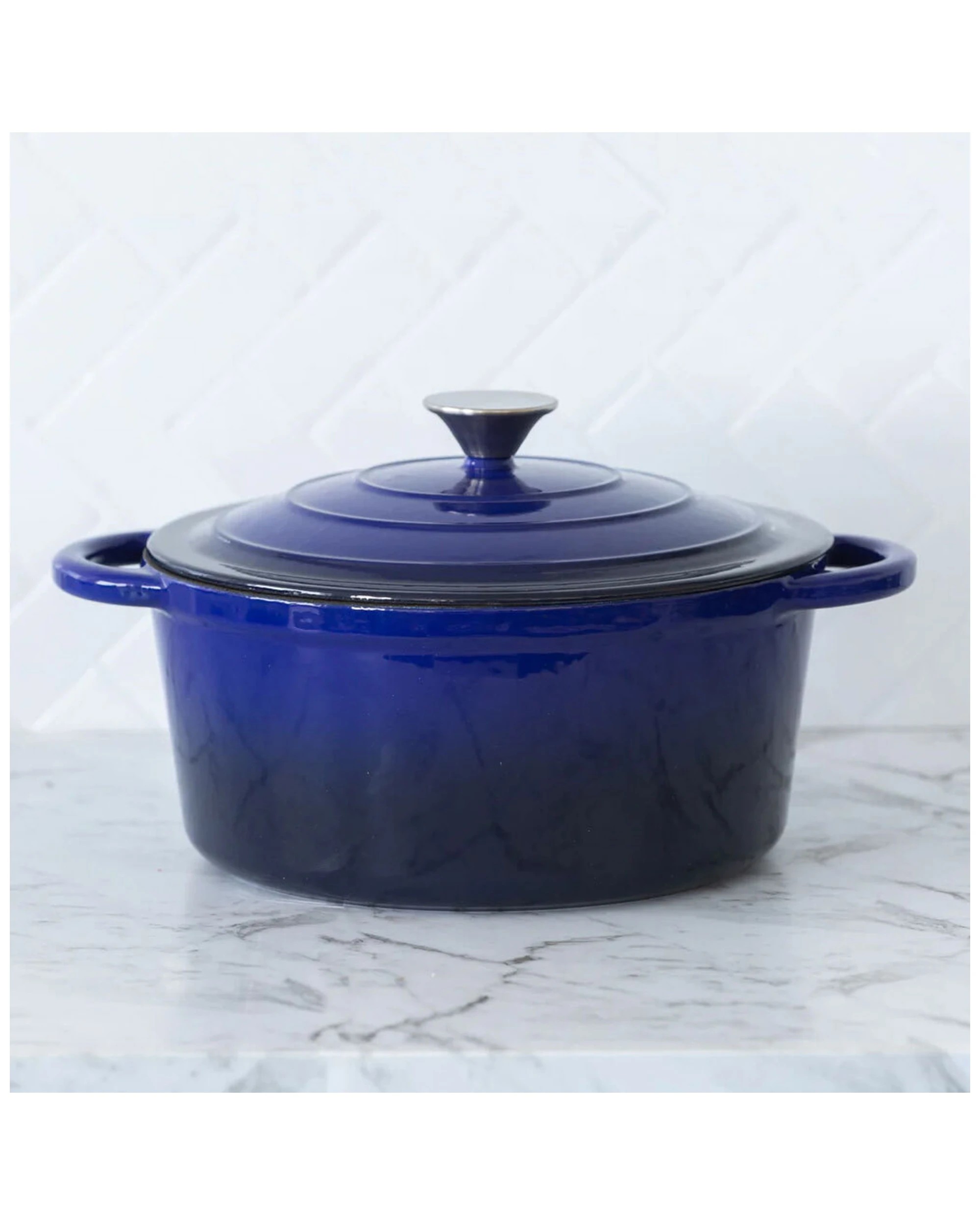 5 Healthy Choice Enamelled Cast Iron Casserole Cooking Dish Dark Blue 26cm 4.7l - Blue, 5 of 5