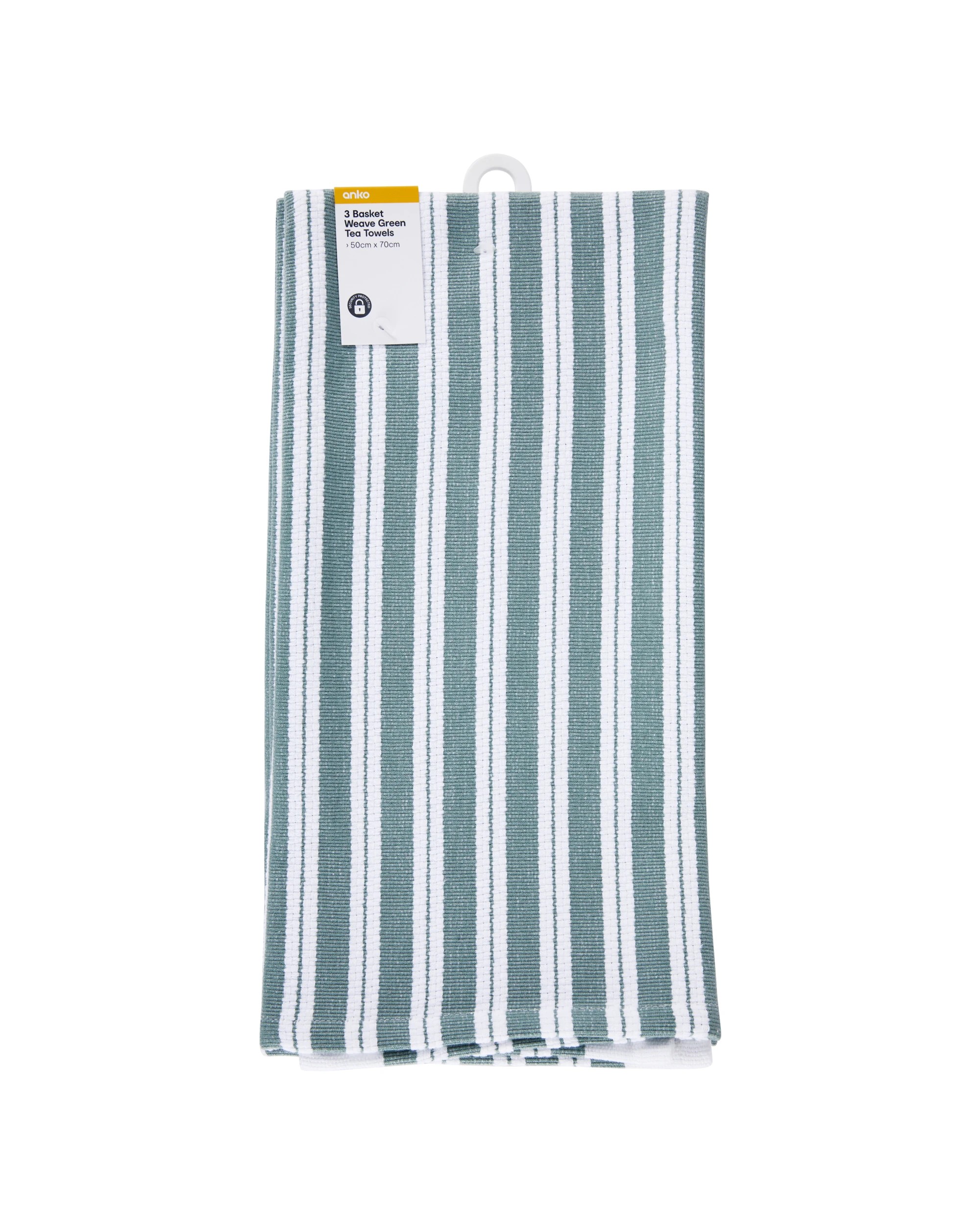 4 3 Pack Green Basket Weave Extra Large Tea Towels, 4 of 4