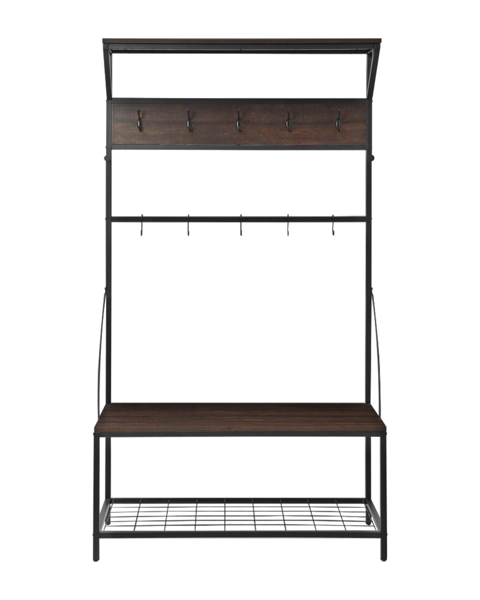 3 Sarantino 4-in-1 Hall Tree Entryway Coat Rack Hall Stand, 3 of 10