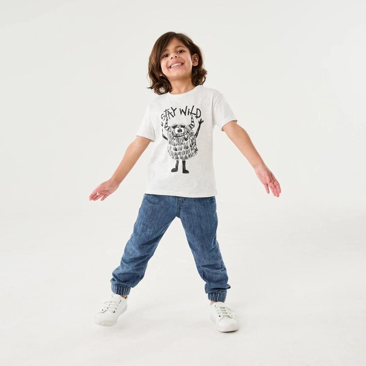 5 Chest Print T-shirt STAY WILD MONSTER WHITE MARLE, 5 of 6