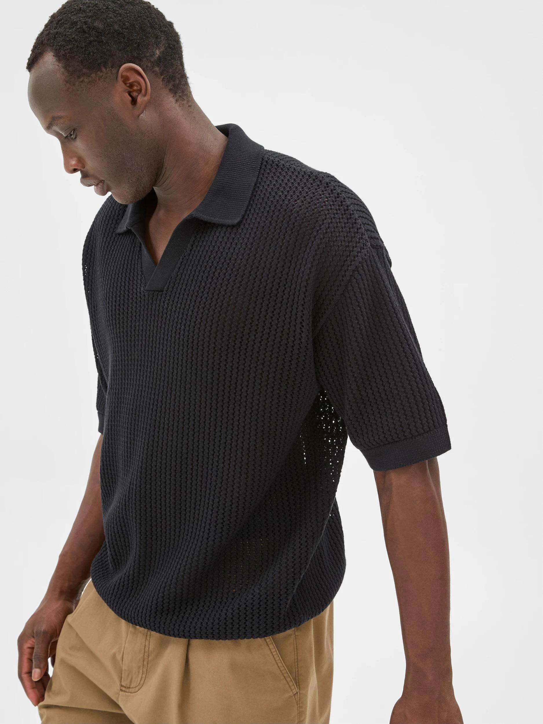 3 Australian Cotton Knit Polo Top - Commons BLACK, 3 of 7