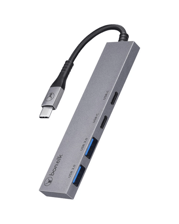 Bonelk Long-Life USB-C to USB-C/A 4 Port Slim Hub Space Grey