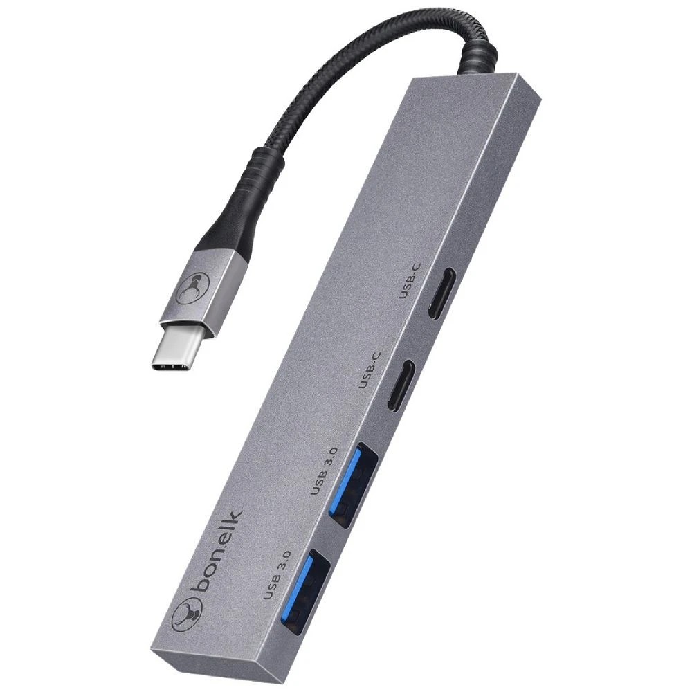 1 Bonelk Long-Life USB-C to USB-C/A 4 Port Slim Hub Space Grey, 1 of 6