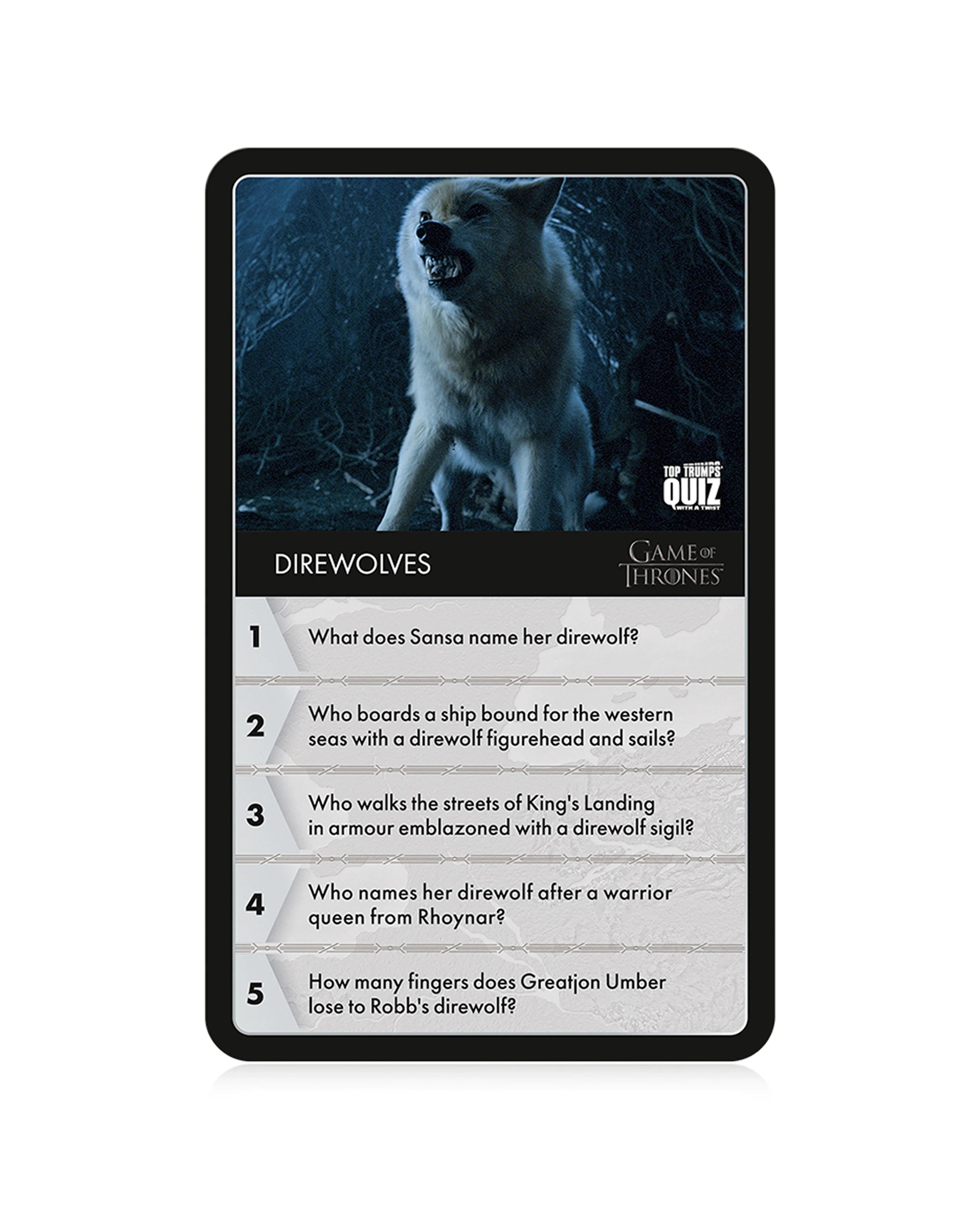 6 Game Of Thrones Top Trumps Quiz Card Game - Black, 6 of 7
