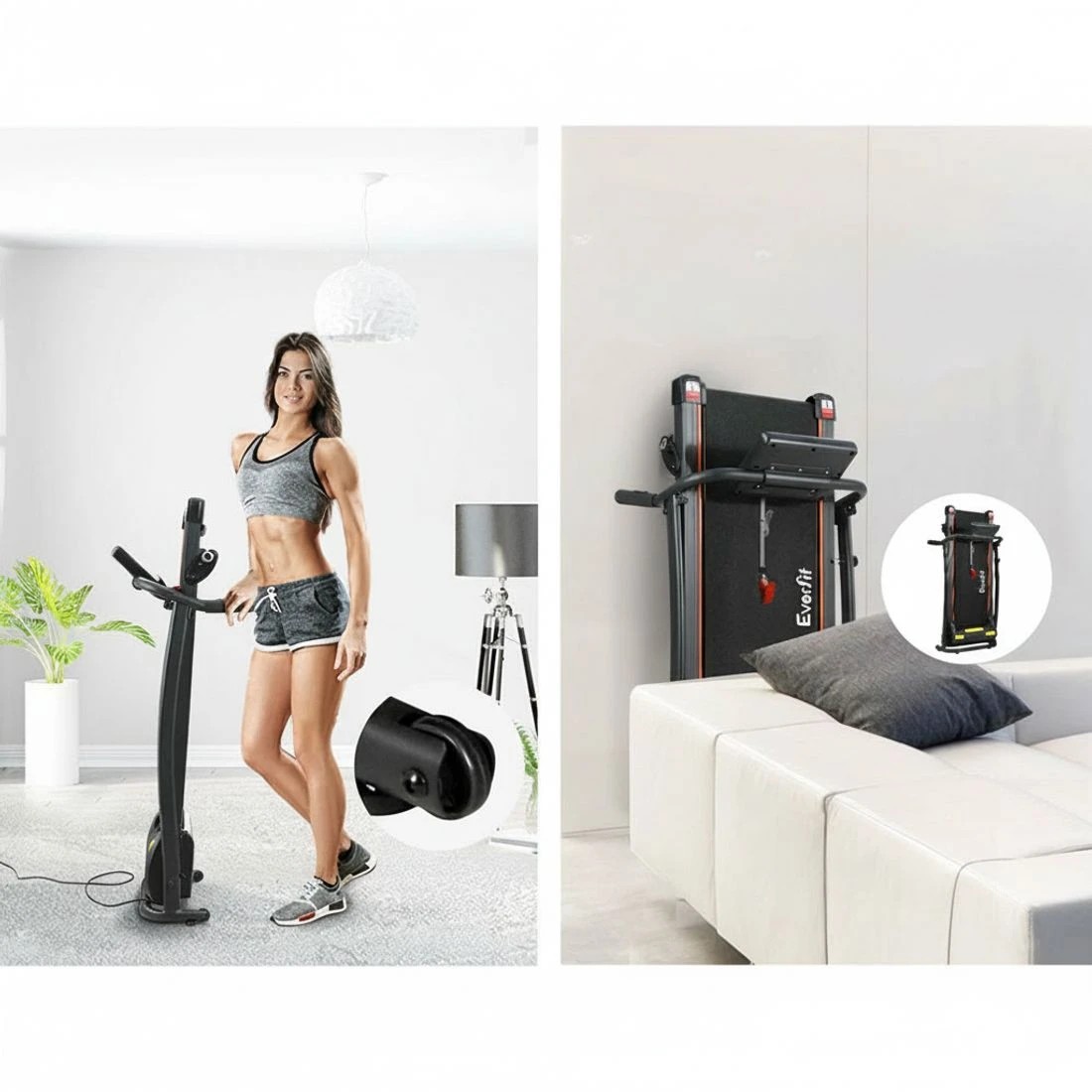 6 Everfit Treadmill Electric Home Gym Fitness Exercise Machine Foldable 370mm - Black, 6 of 7