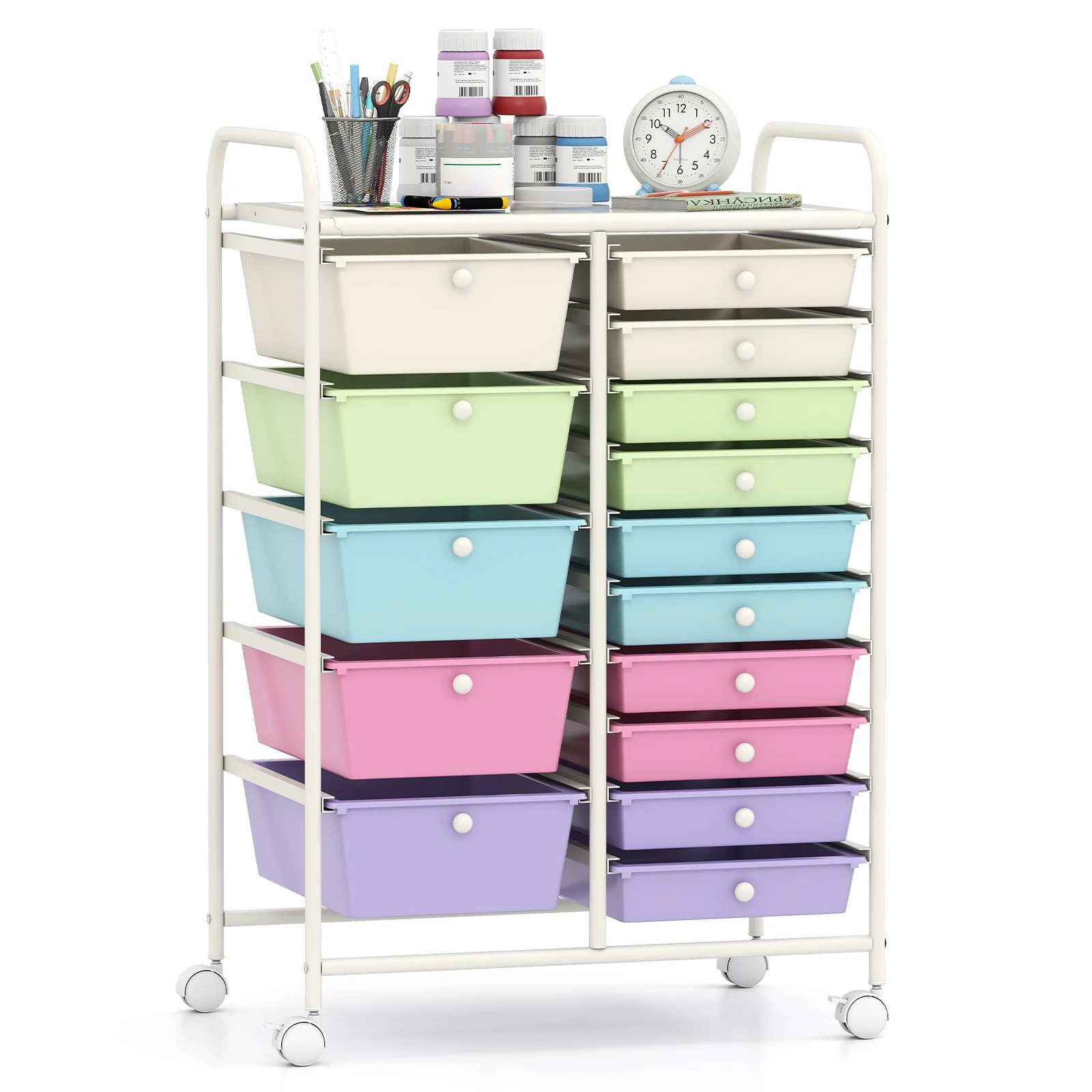 6 Costway 15 Drawers Rolling Storage Cart Mobile Utility Trolley - Multi, 6 of 6