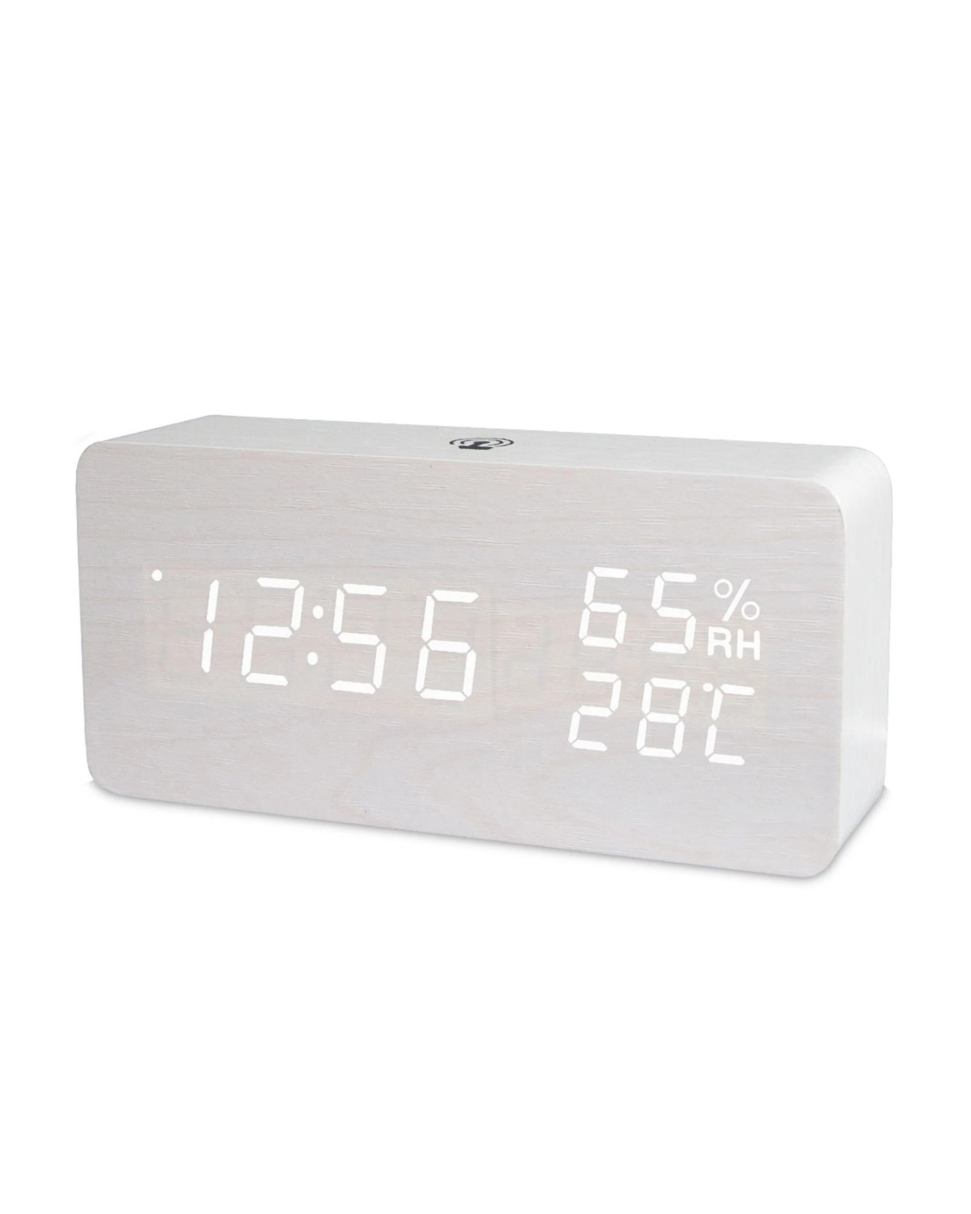 1 TODO LED Digital Alarm Clock Rechargeable Woodgrain USB Android iOS Control APP - White, 1 of 2