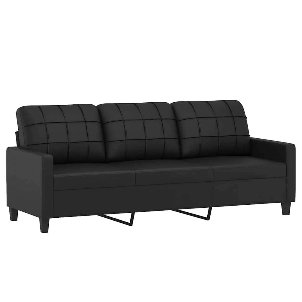 1 Vidaxl 3-seater Sofa Faux Leather - Black, 1 of 9