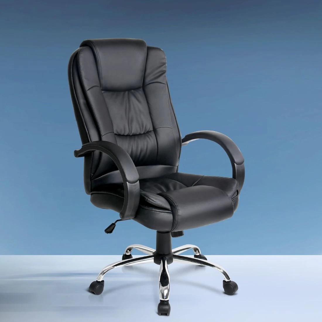 3 Artiss Executive Office Chair Leather Tilt - Black, 3 of 10