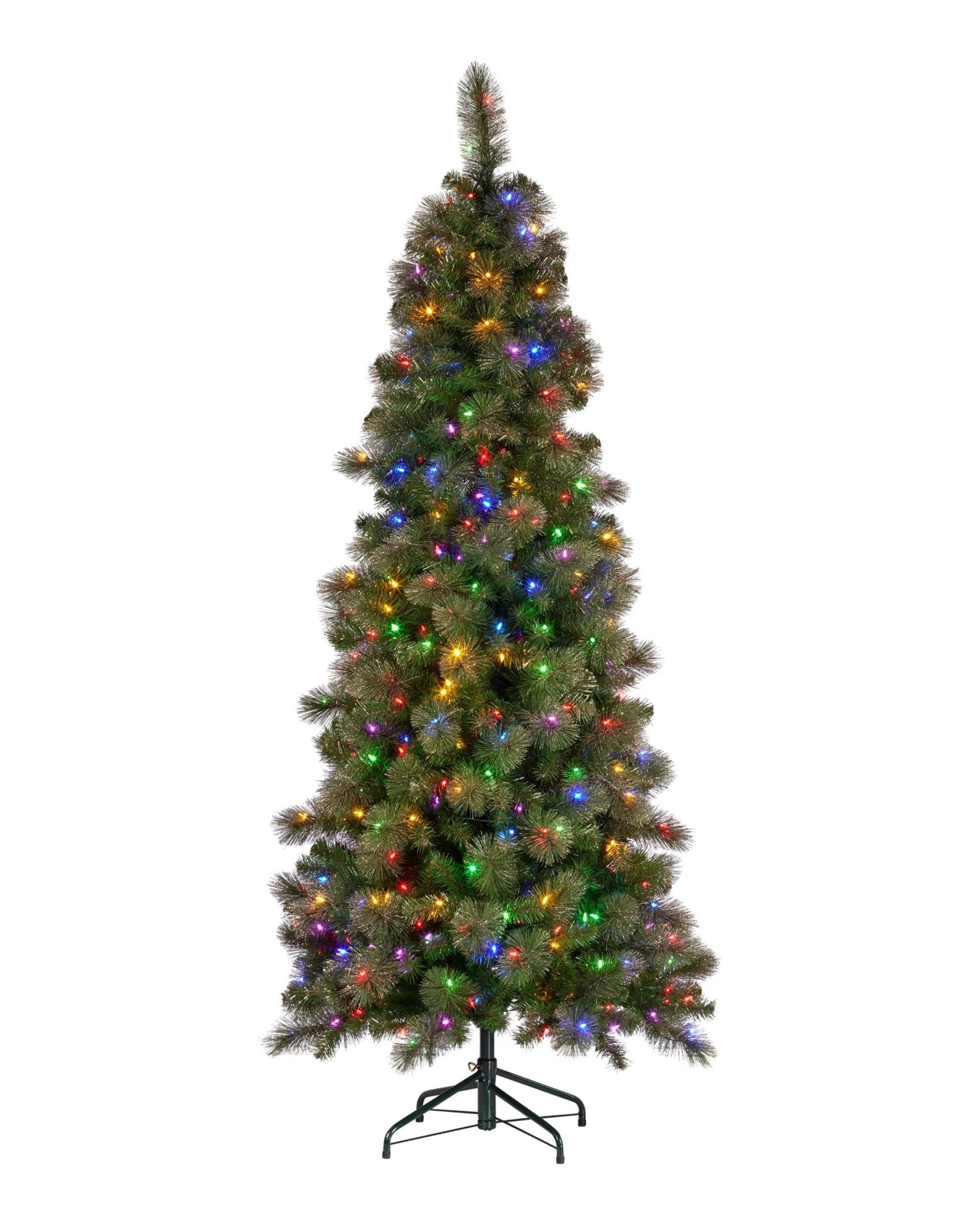 1 Christabelle 7.5ft Christmas Tree Slim Glittery Gold Pine Led Lights Xmas Decor, 1 of 6