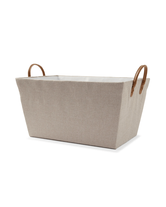 Linen Look Tapered Rectangle Basket - White and B