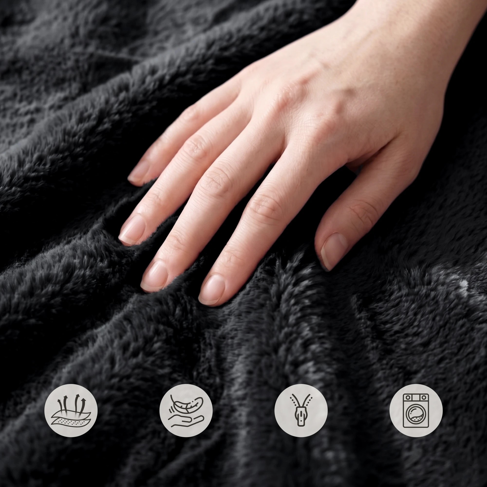 4 Artiss Bean Bag Chair Cover Faux Fur No Filler Washable Lazy Sofa Cover - Black, 4 of 9