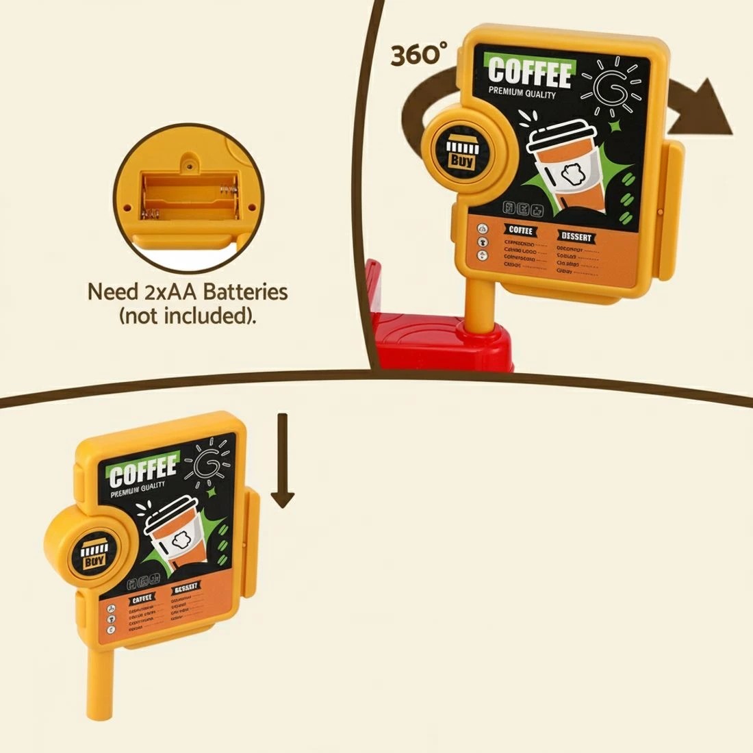 6 Keezi Kids Pretend Role Play Toy Coffee Shop with Coffee Maker Machine Play Money Food Tea Party Set - Multi, 6 of 6