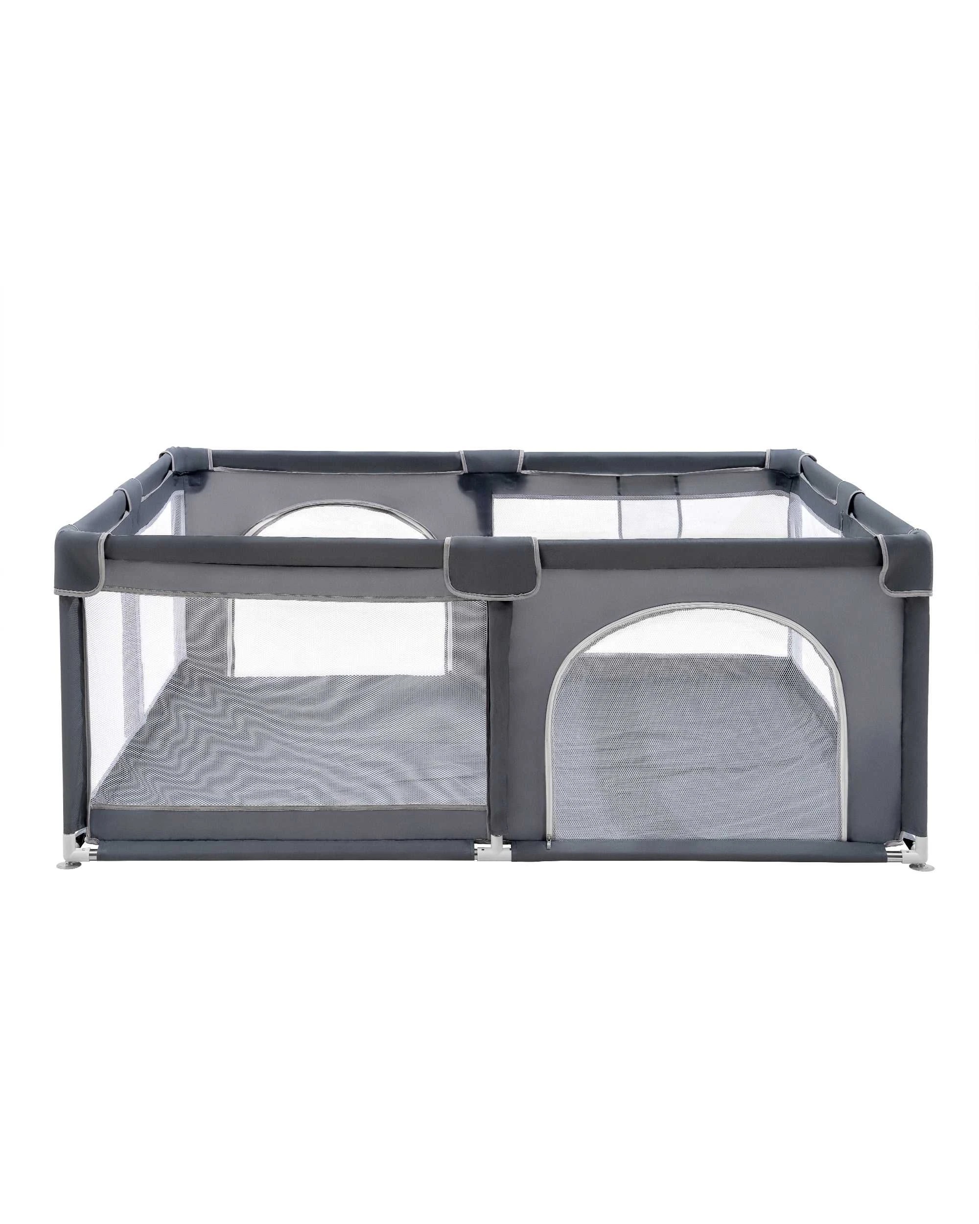3 Playpals Baby Playpen Kids Safety Gate Mesh Toddler Fence 2 Doors 180x200cm - Grey, 3 of 10