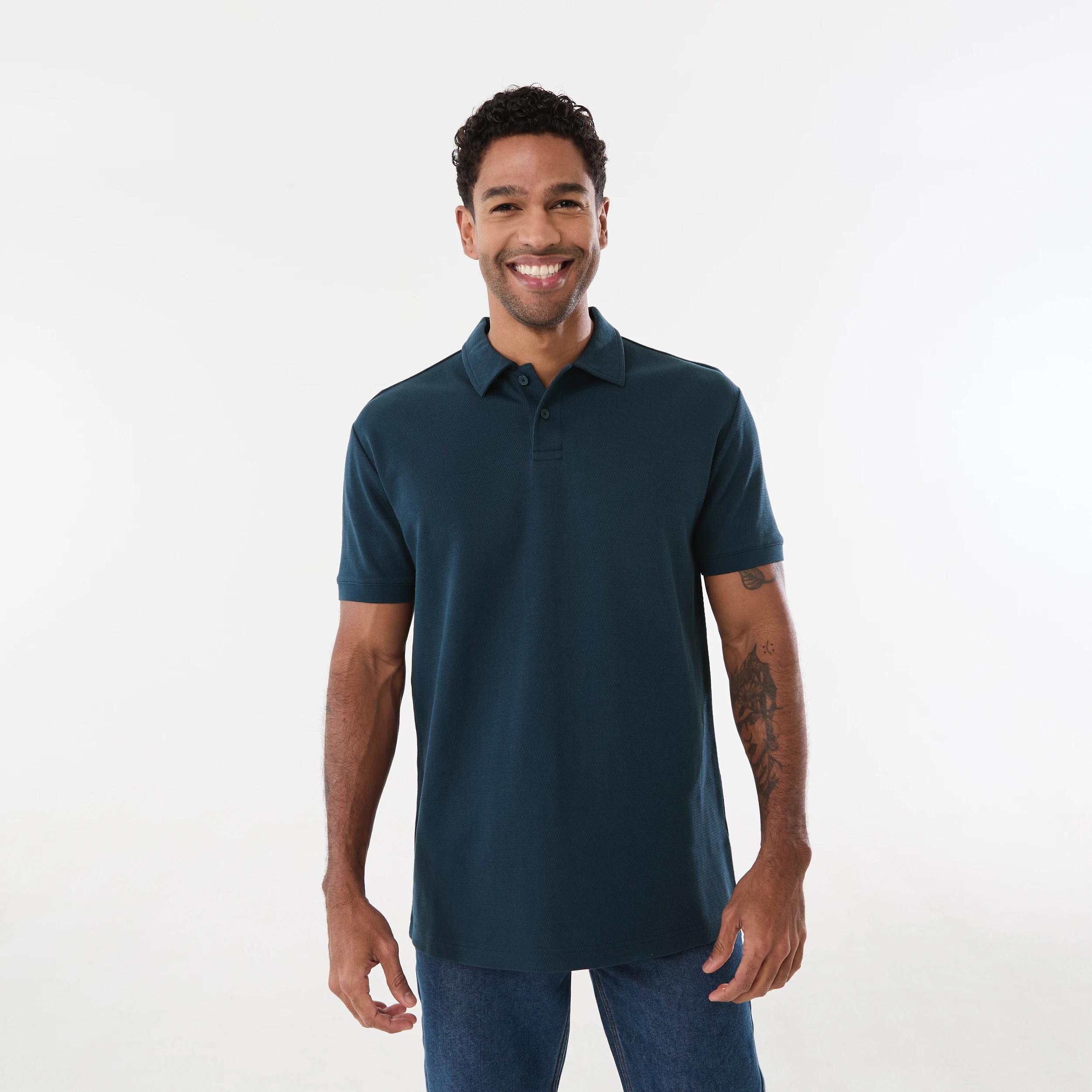 1 Textured Polo Shirt SPELL NAVY, 1 of 5