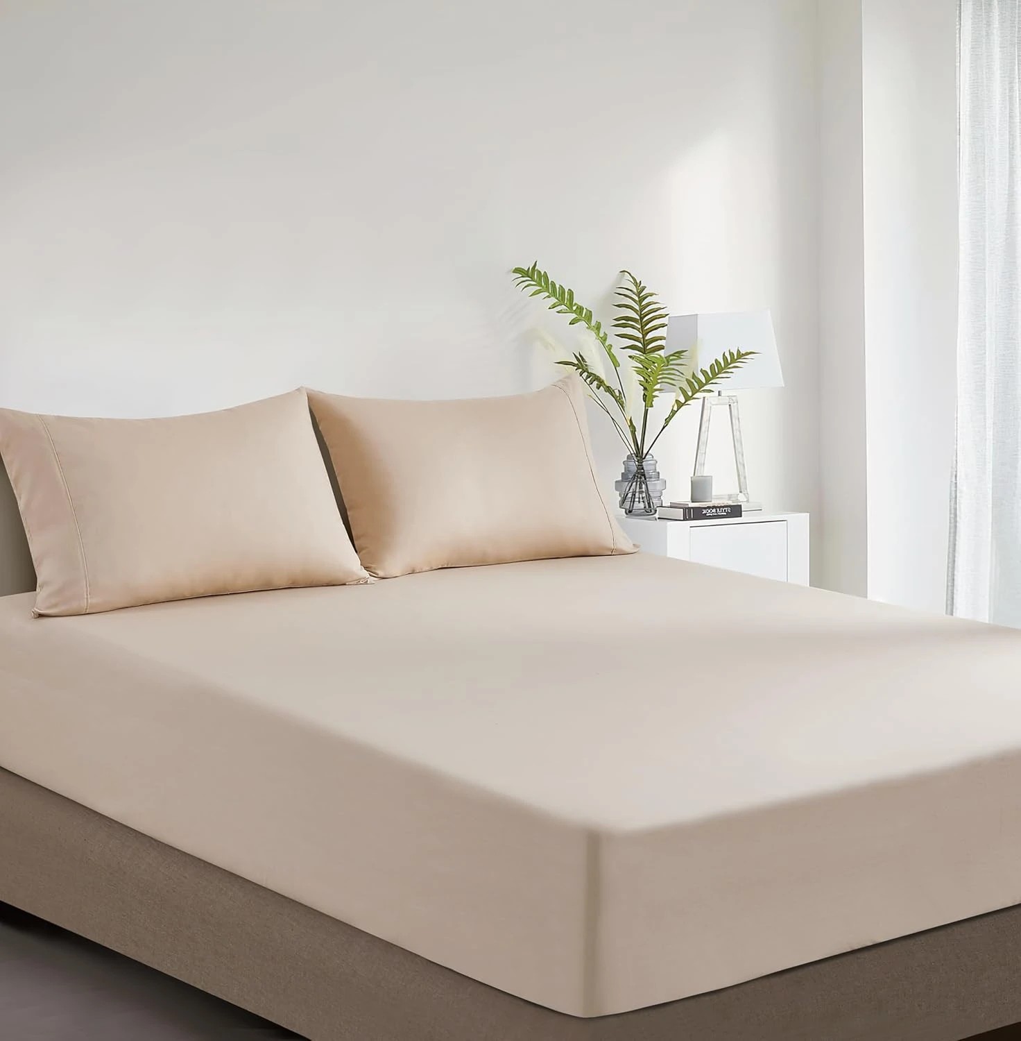 2 Gioia Casa Vintage Washed Cotton Fitted Sheet Set Soft Breathable - Double Bed - Natural, 2 of 5