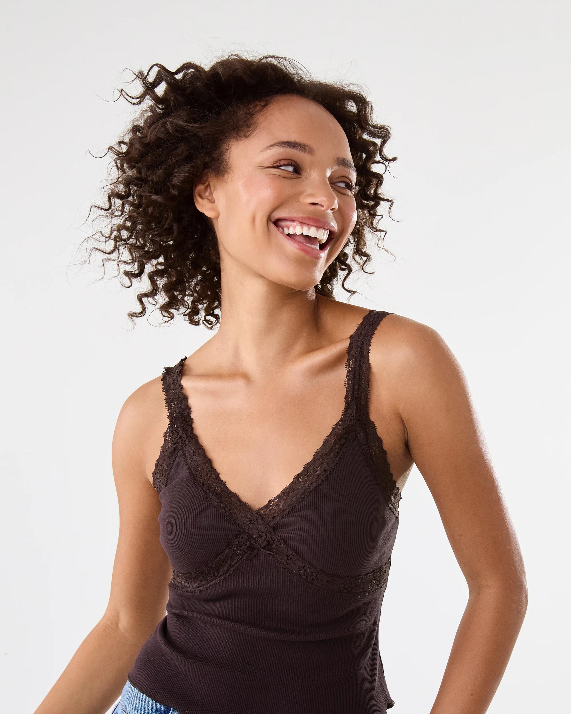 7 Sleeveless Lace Trim Cami Choc Plum, 7 of 10