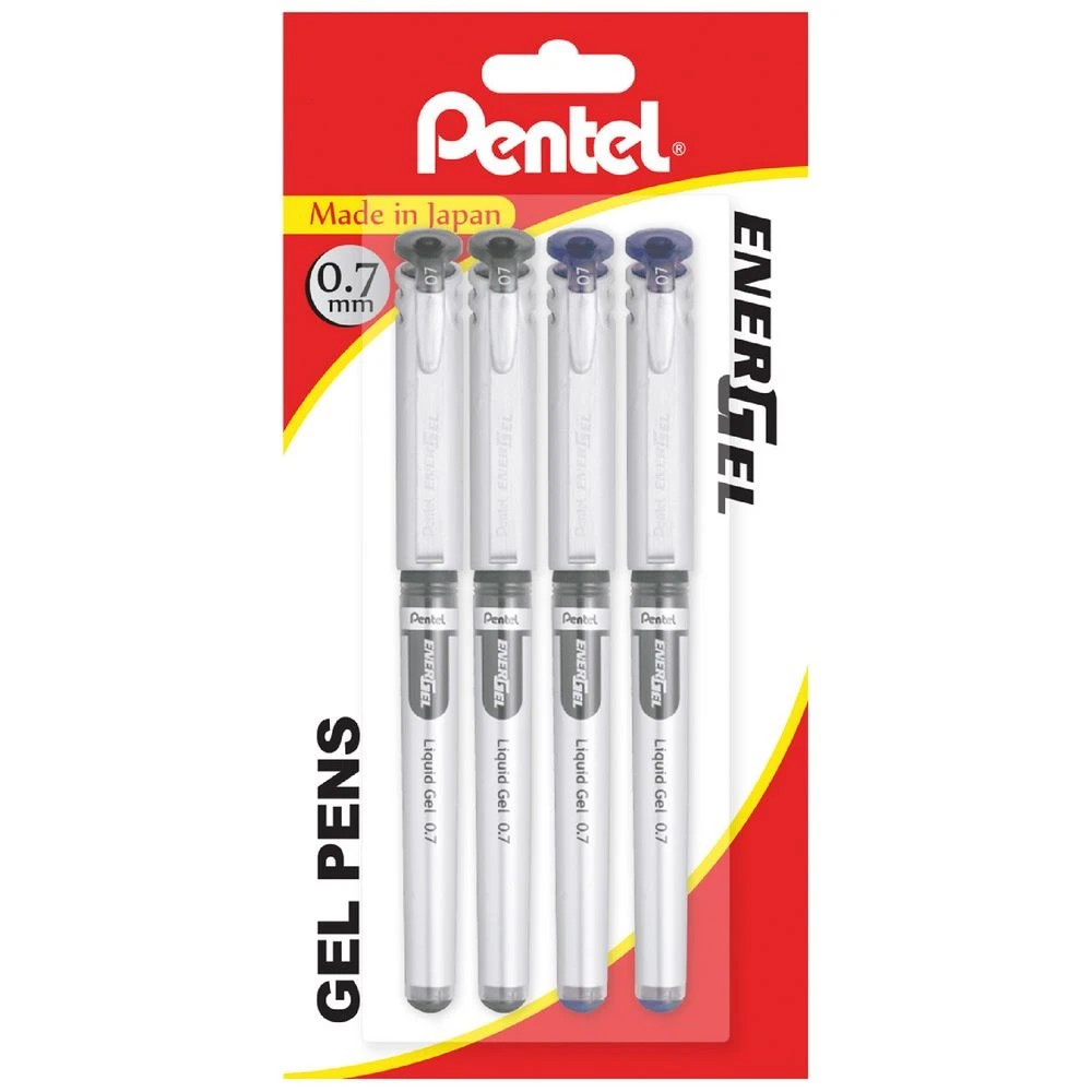 1 Pentel Energel BL17 Gel Pens 0.7mm Assorted 4 Pack, 1 of 2