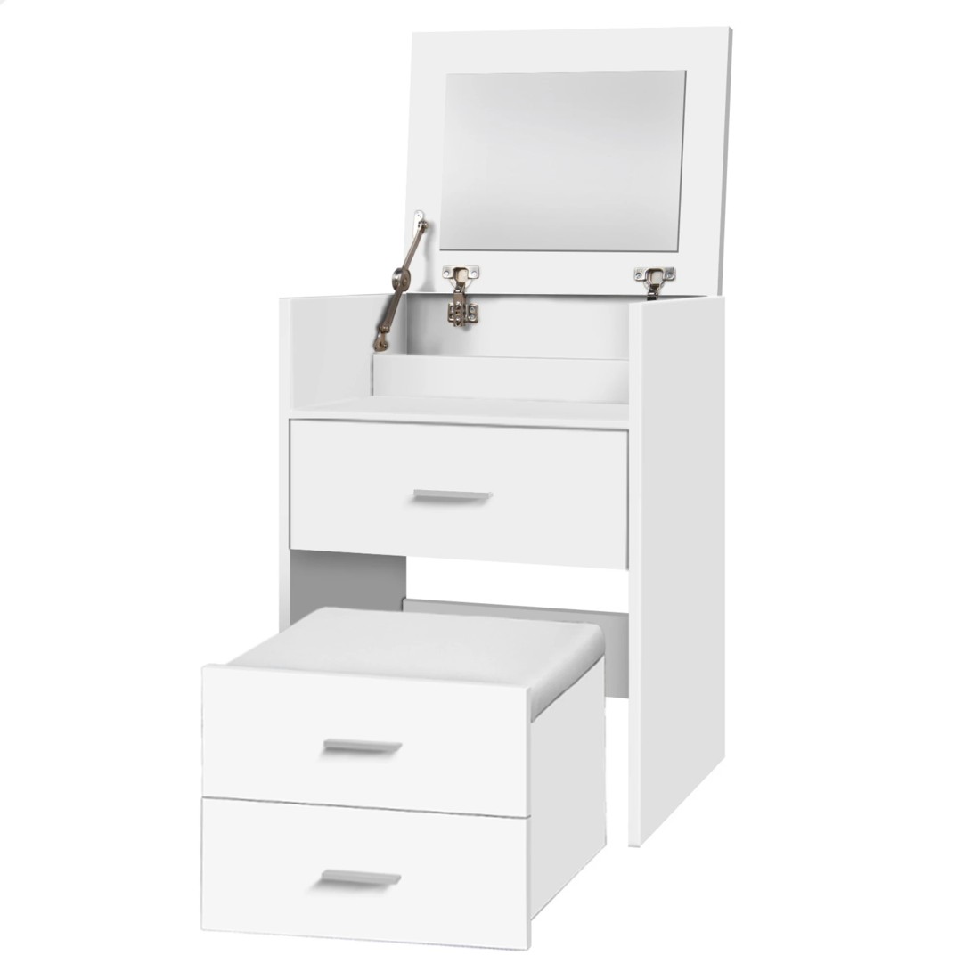 1 Alfordson Dressing Table Stool Set 2-In-1 Bedside Table Makeup Mirror - White, 1 of 10