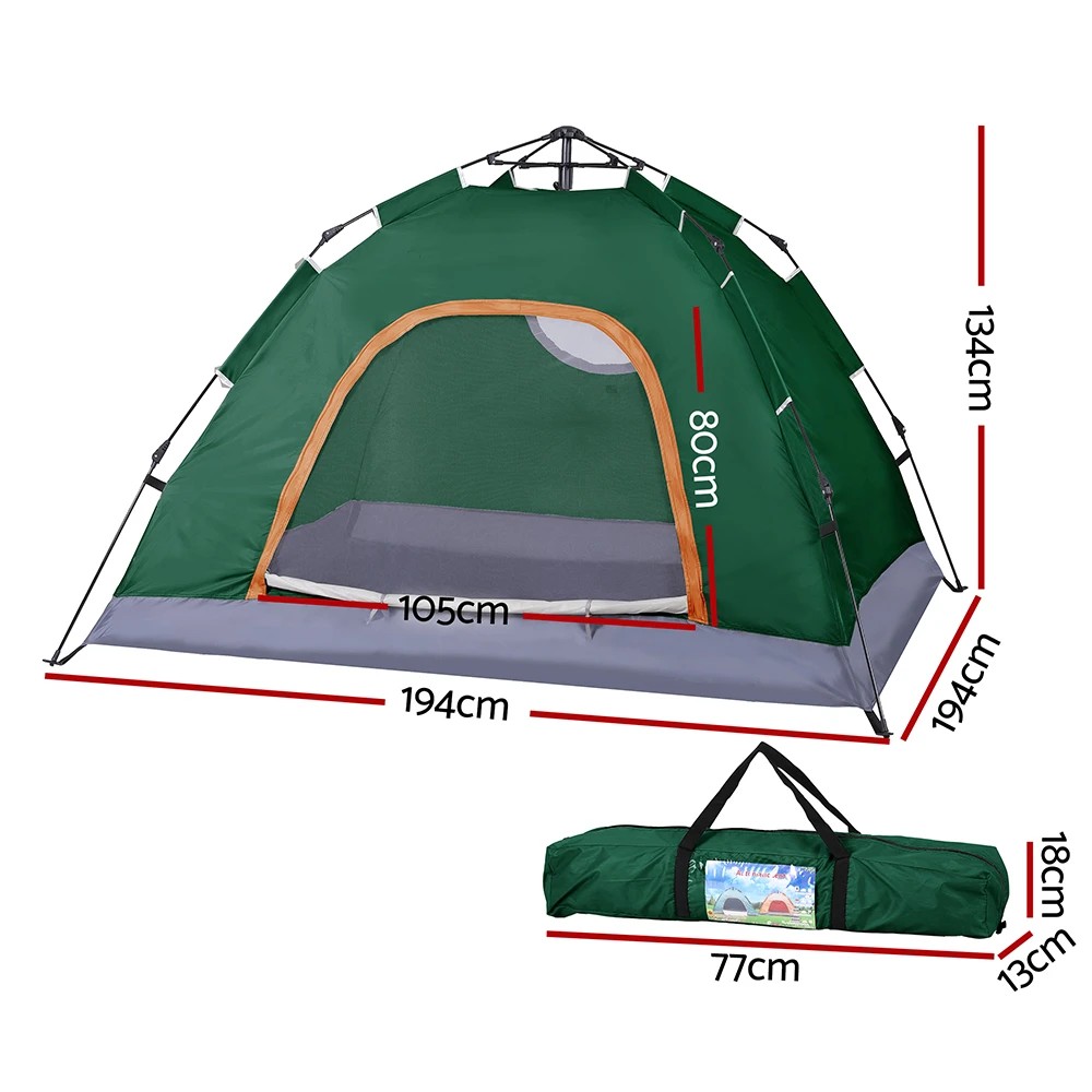 2 Weisshorn Camping Tent Instant Tent Pop up 2 Person Outdoor Hiking Tents Hiking - Green, 2 of 7