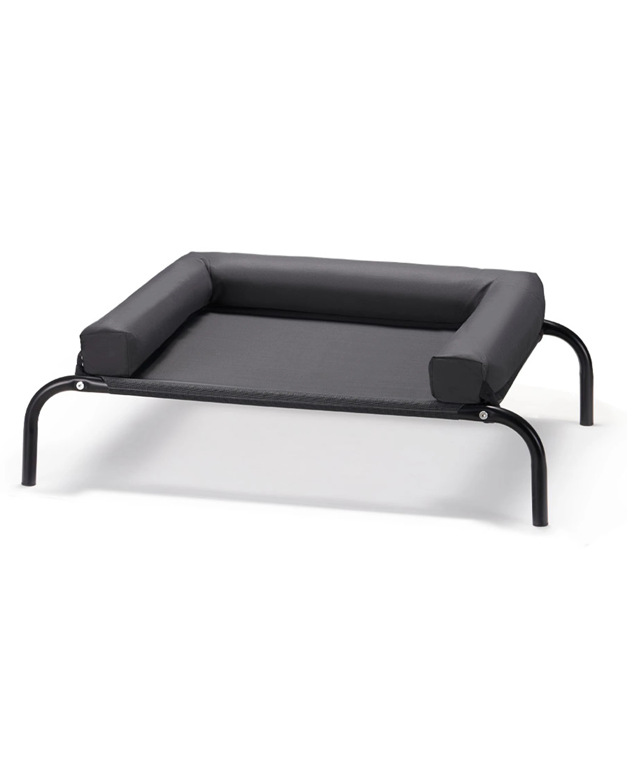 1 Petzly 80x107cm Elevated Trampoline Bolster Raised Pet Dog Bed Black, 1 of 8