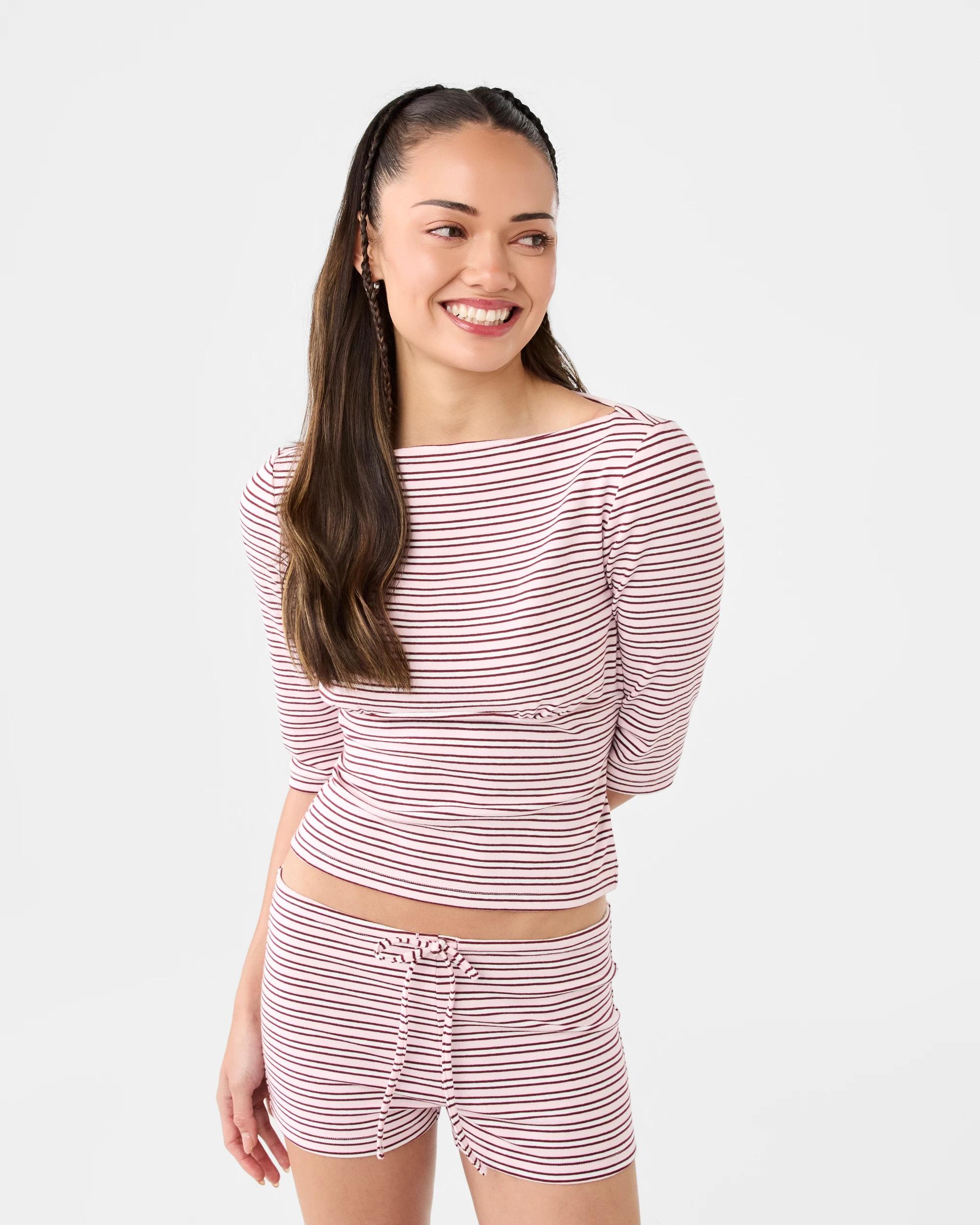 6 Mini Stripe Shorts Beet Strip, 6 of 6