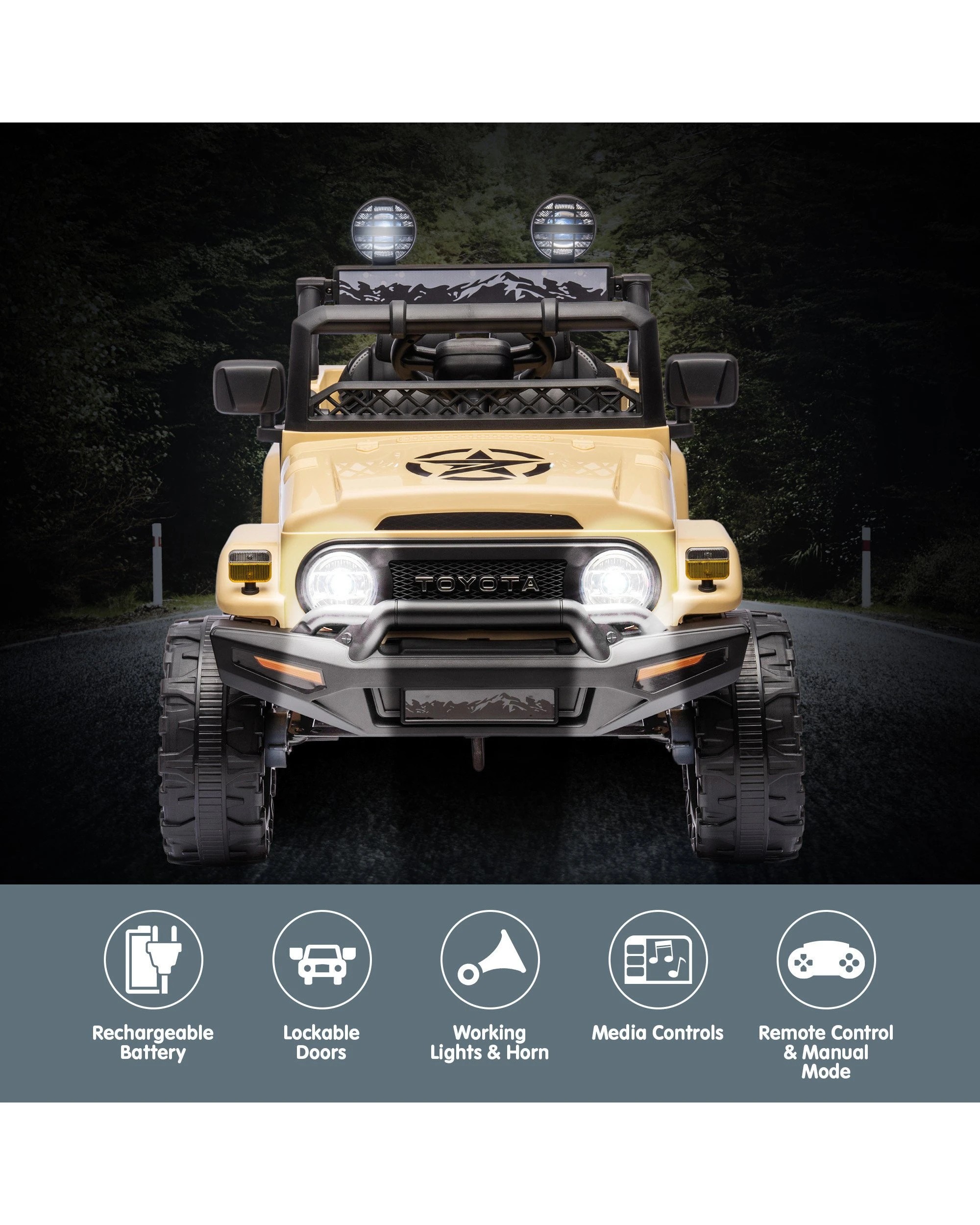 6 Kahuna Authorised Toyota FJ Cruiser Kids Electric Ride On Car - Khaki, 6 of 9