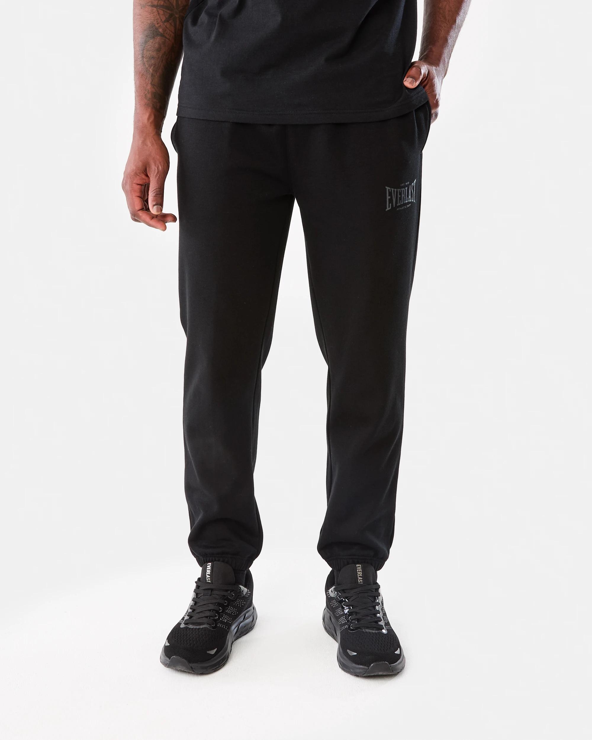 2 Everlast Mens Classic Sports Trackpants Black, 2 of 7