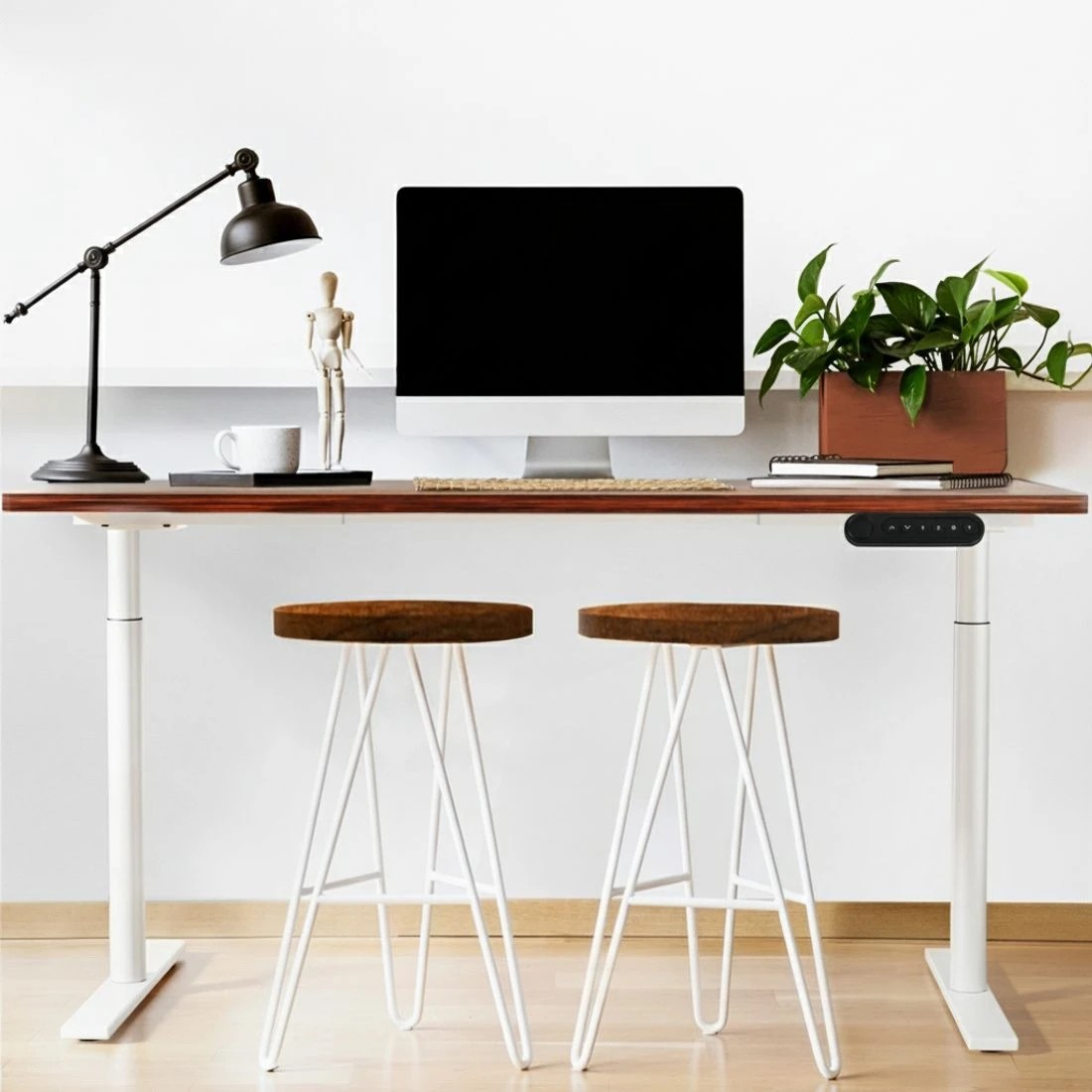 6 Artiss Standing Desk Motorised Electric Dual Motor 140CM Rustic - Brown, 6 of 6