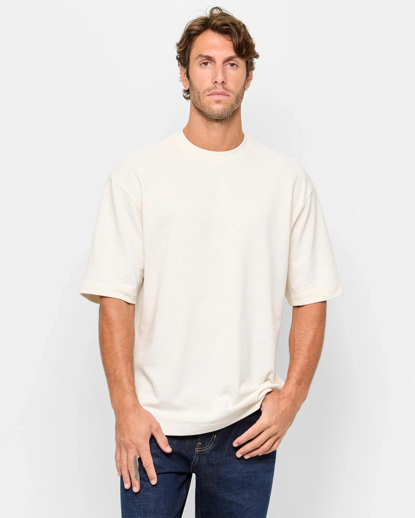 1 Target Australian Cotton Blend Relaxed Textured T-Shirt ECRU, 1 of 5