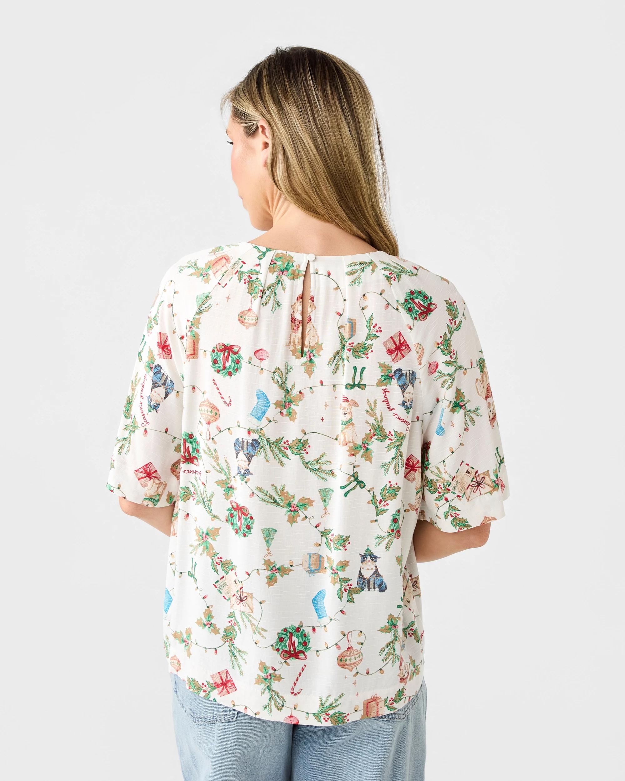 3 Short Sleeve Christmas Tuck Top Fest Cloud, 3 of 7