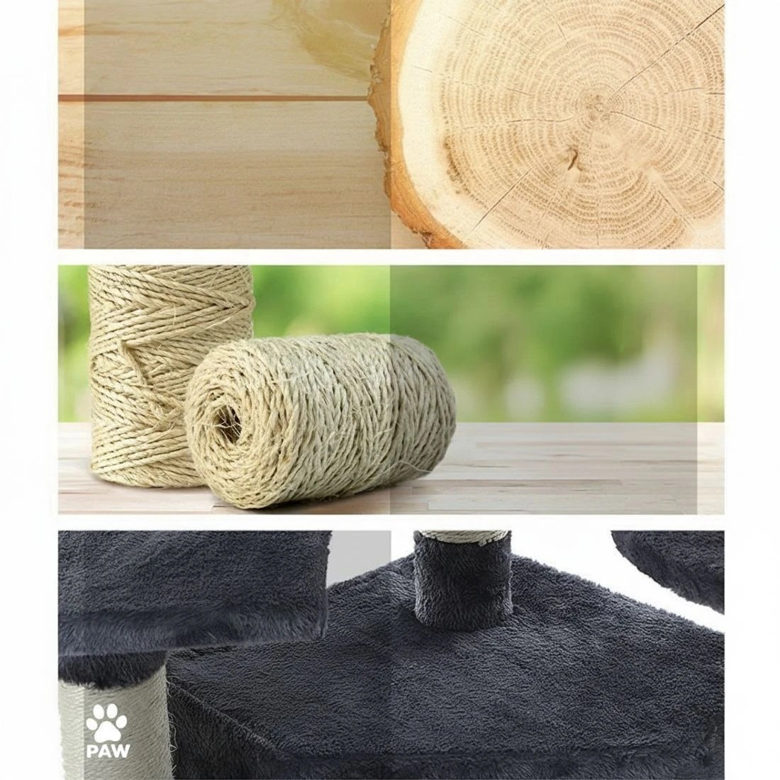 5 i.Pet Cat Tree 203cm Tower Scratching Post Scratcher Condo Trees House Bed - Grey, 5 of 8