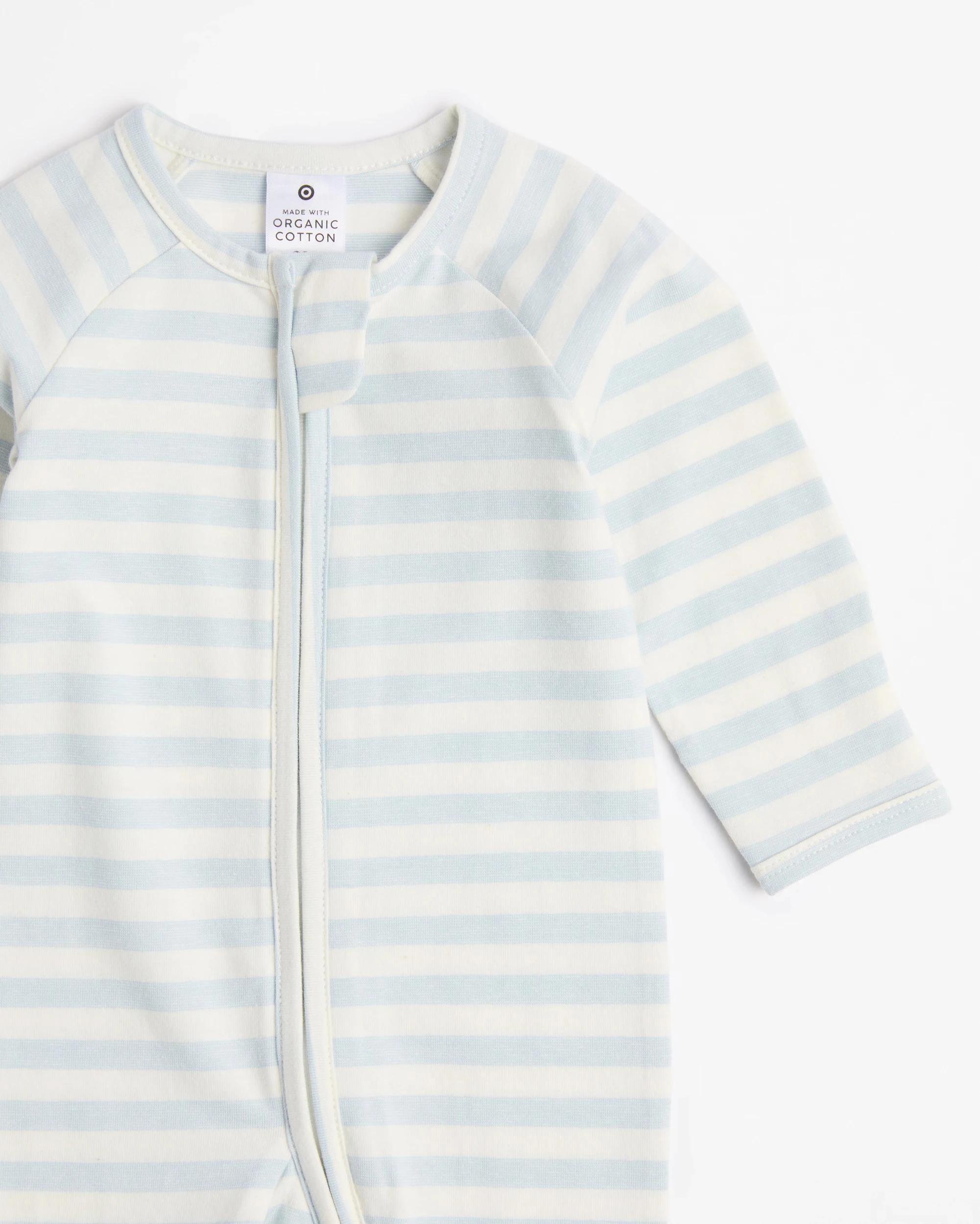 2 Target Baby Organic Cotton Print Zip Coverall CREAM BLUE STRIPE, 2 of 3