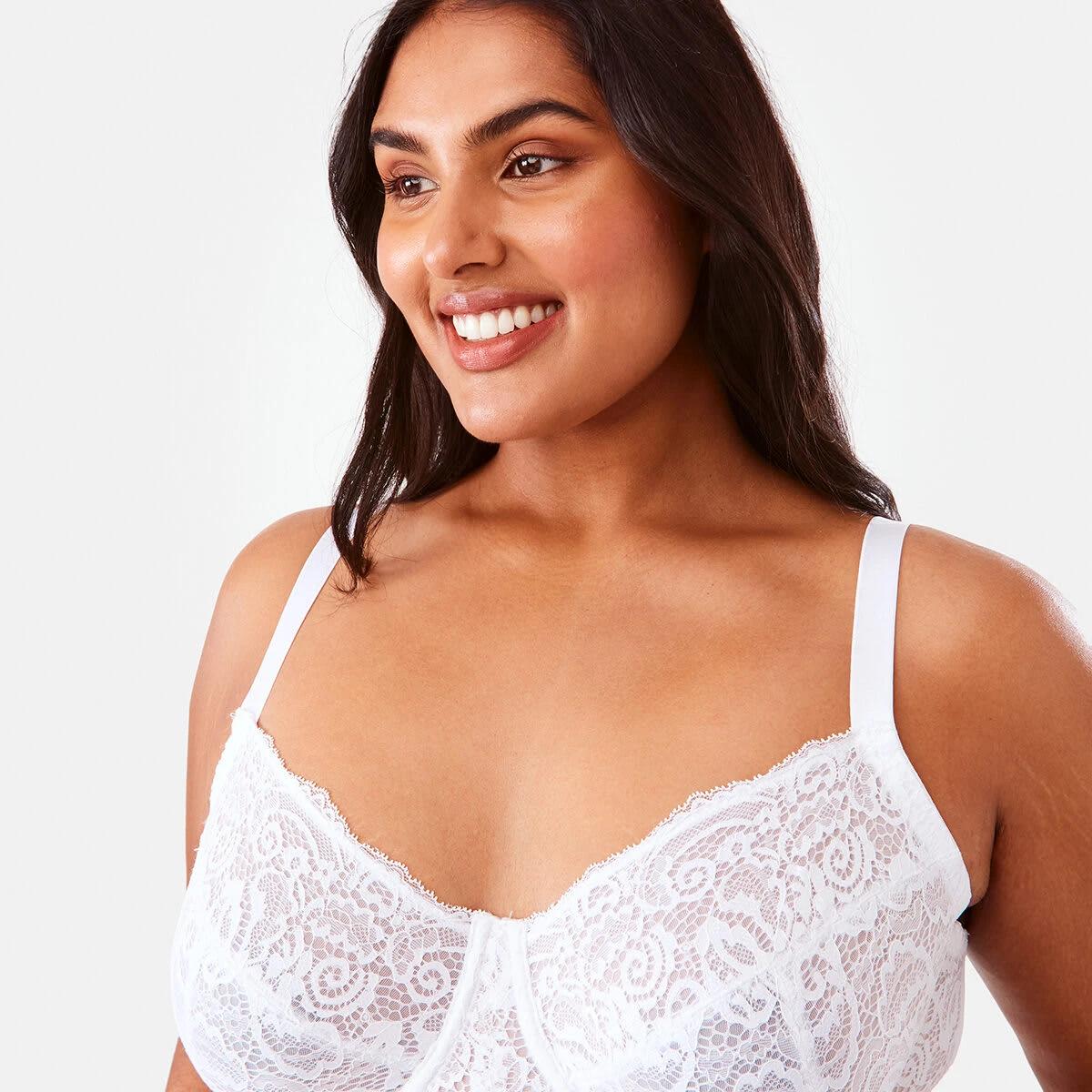 4 Full Figure Lace Soft Cup Bra White, 4 of 6