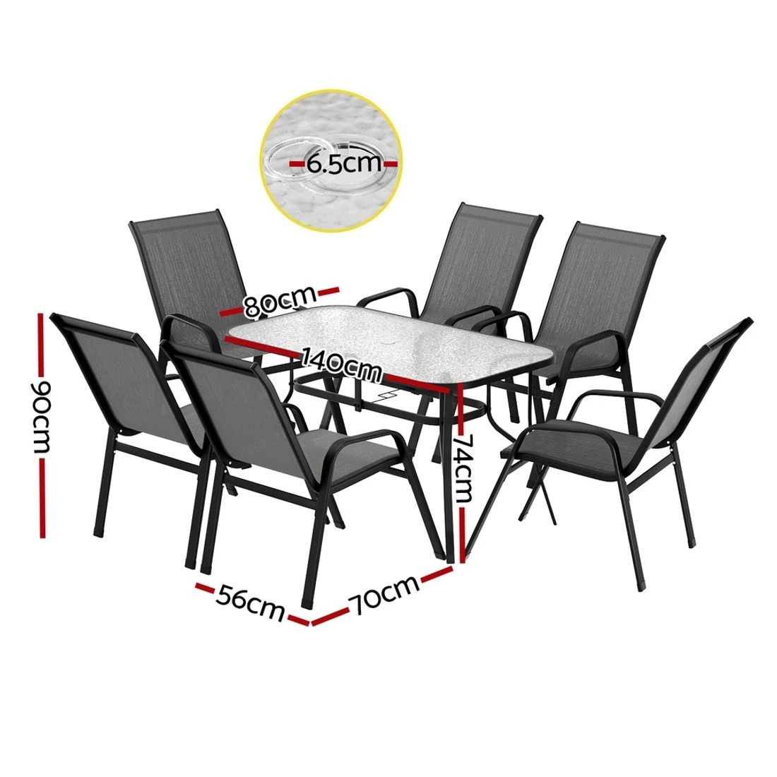 2 Gardeon 7PC Outdoor Dining Set Table and Chairs - Grey, 2 of 7