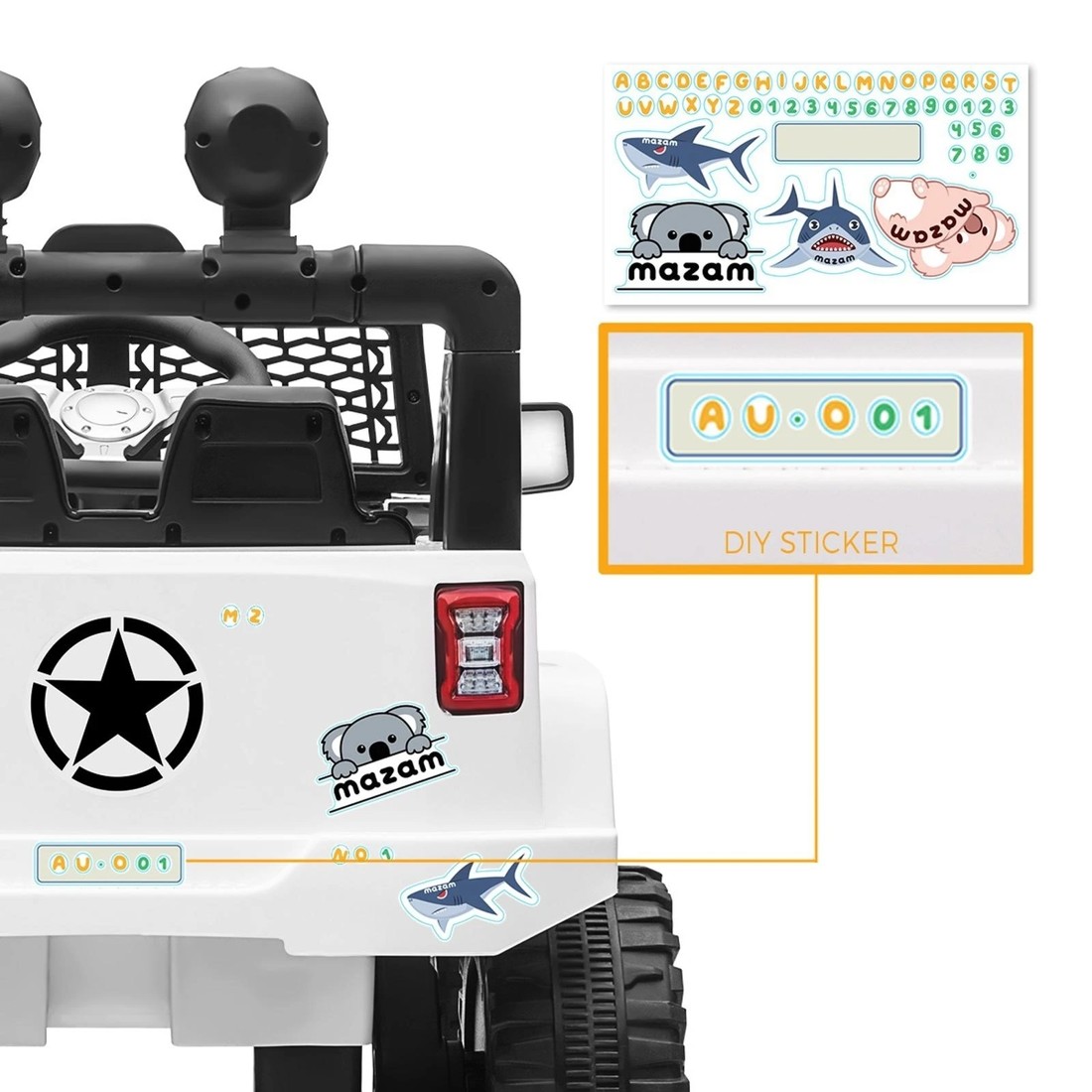 6 Mazam Kids Ride On Car Electric Toys Jeep 12v Remote Vehicle Car Gift
 - White, 6 of 10