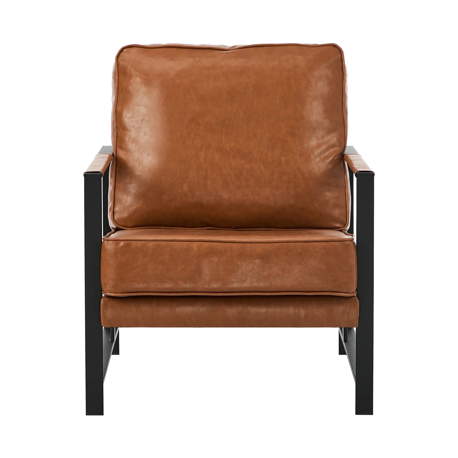 9 Oikiture Lounge Armchair Sofa Chair Faux Leather Accent Armchairs - Brown, 9 of 10