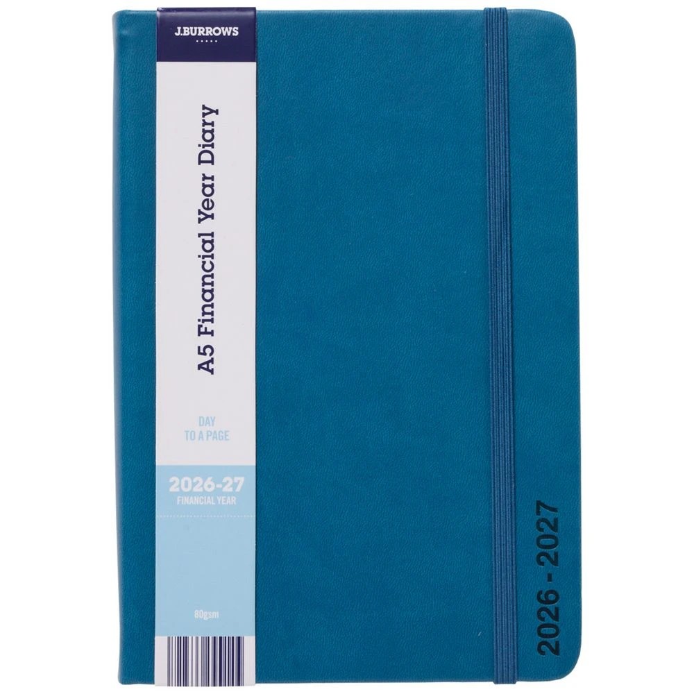 1 J.Burrows A5 Day to Page PU FY26/27 Diary Blue, 1 of 6