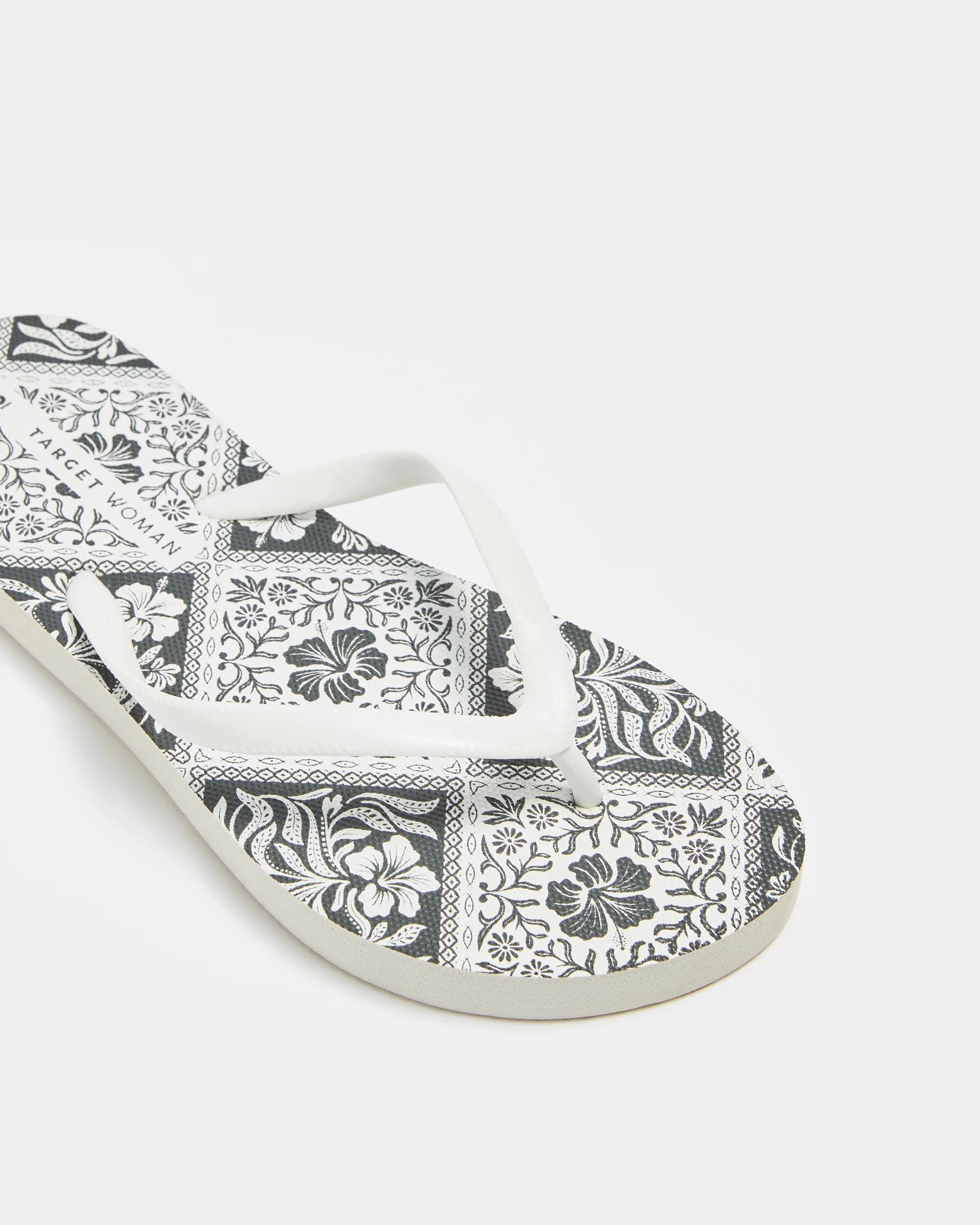 2 Target Woman Womens Everyday Printed Thongs BLACK AND WHITE, 2 of 3