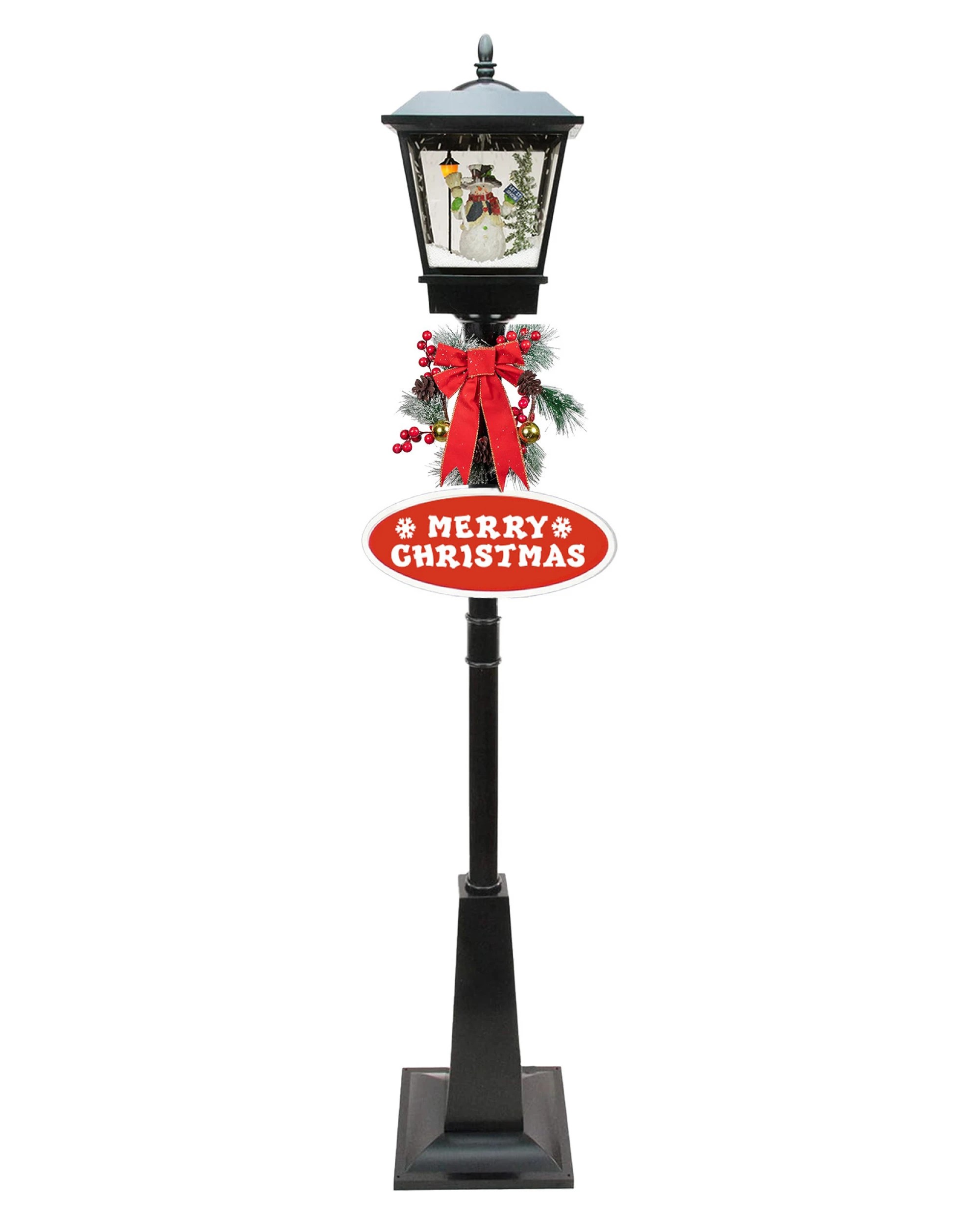 1 Christabelle 1.8m Christmas Lamp Post Outdoor Display Decoration LED Lights Front Yard Lawn Statue Ornament Black, 1 of 4