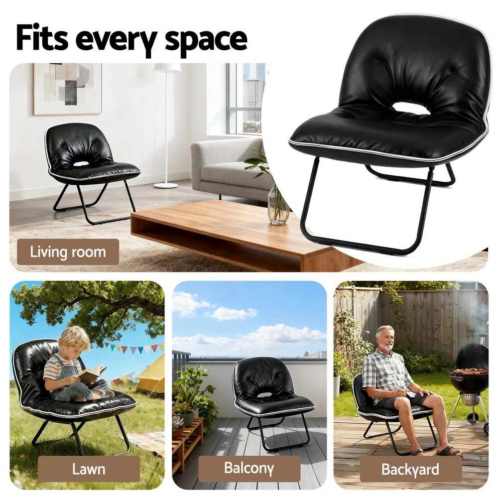 7 Artiss Foldable Chair 2 In 1 Armchair Lounge Chair Portable - Black, 7 of 7