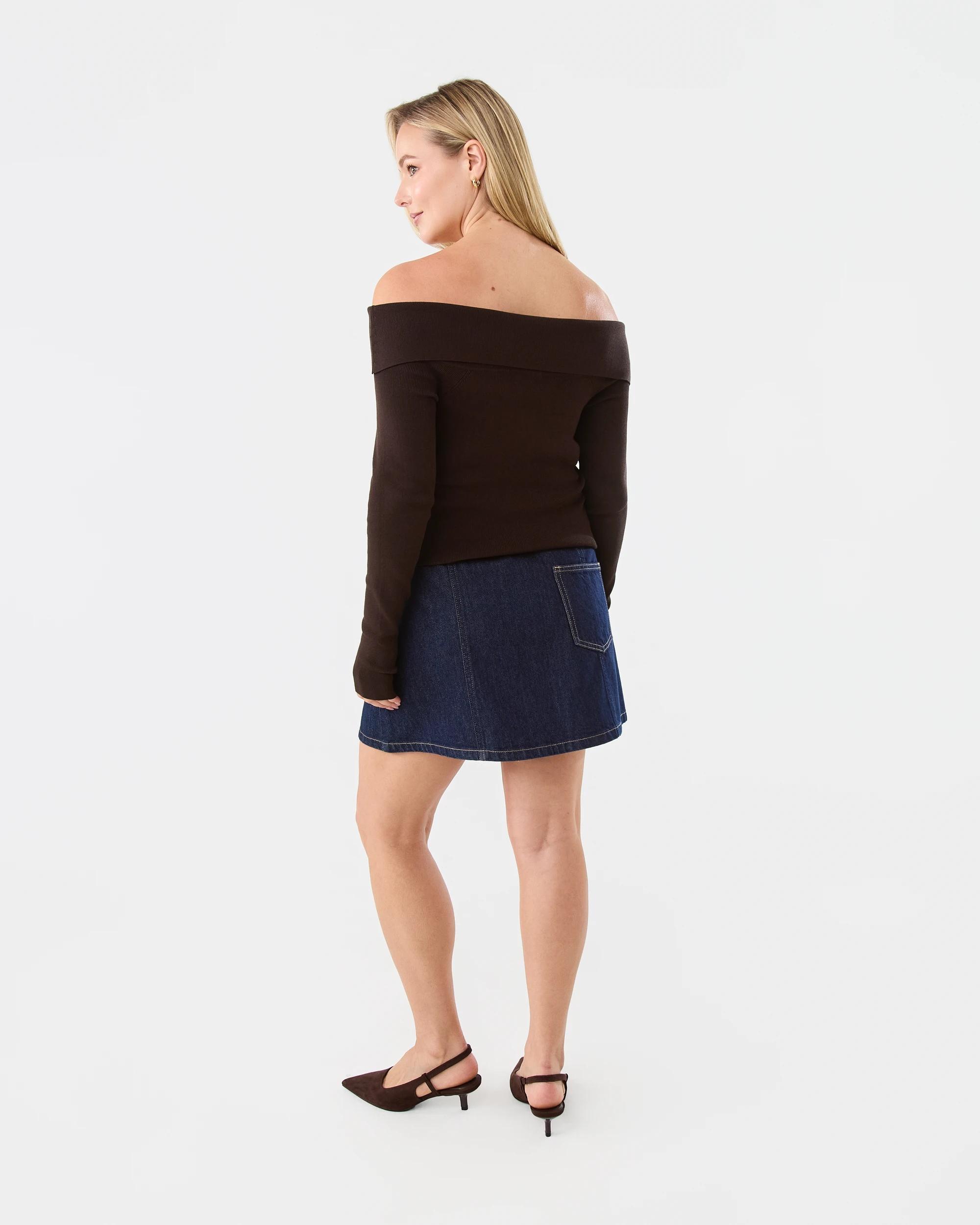 4 Denim Button Mini Skirt Indigo Wsh, 4 of 8