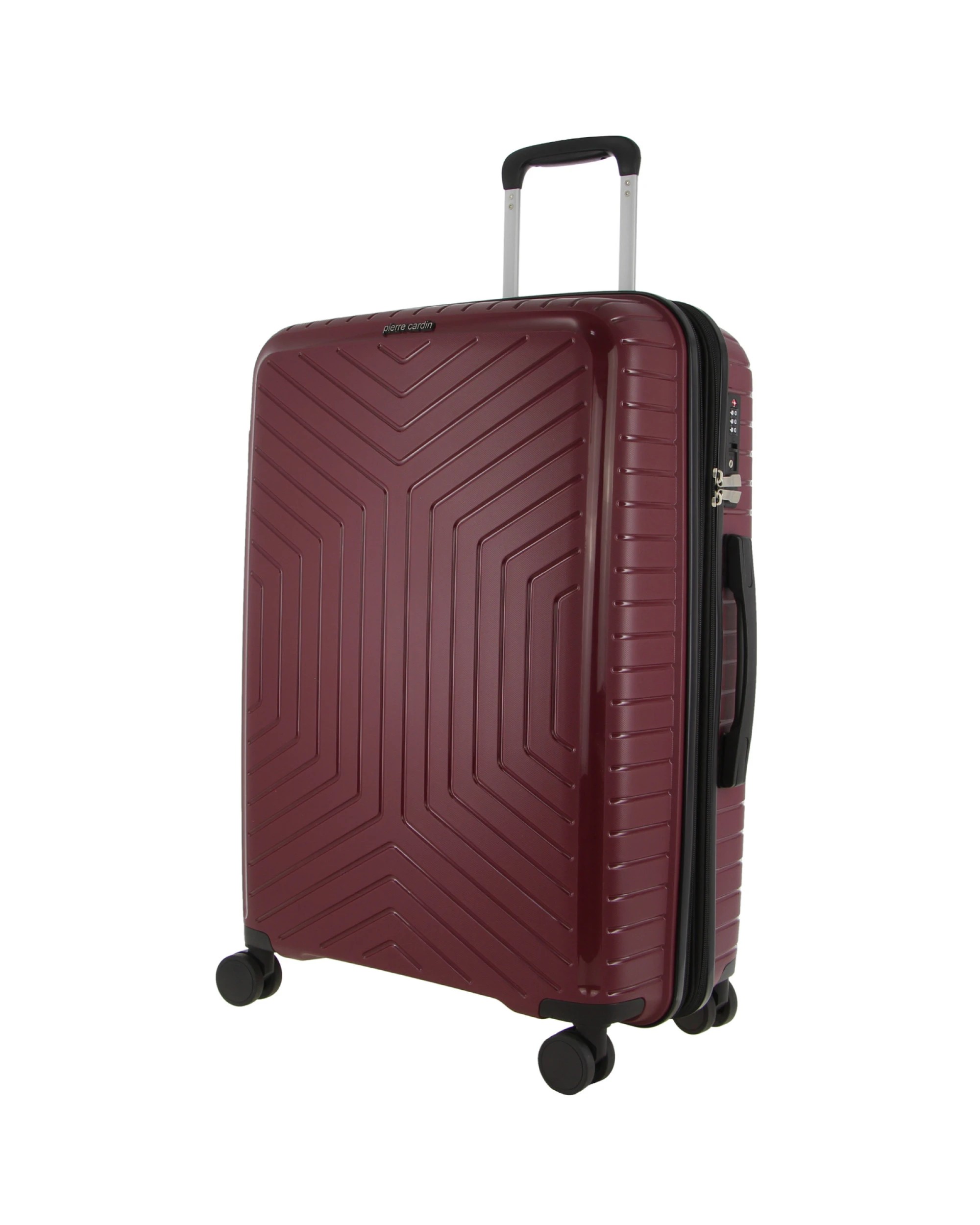 1 Pierre Cardin Hard Shell Suitcase 65cm Medium Checked Luggage in Burgundy, 1 of 4