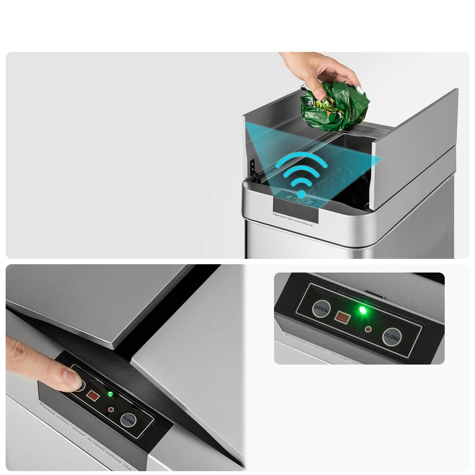 6 Costway 50L Automatic Sensor Slim Trash Can Garbage Bin, 6 of 6