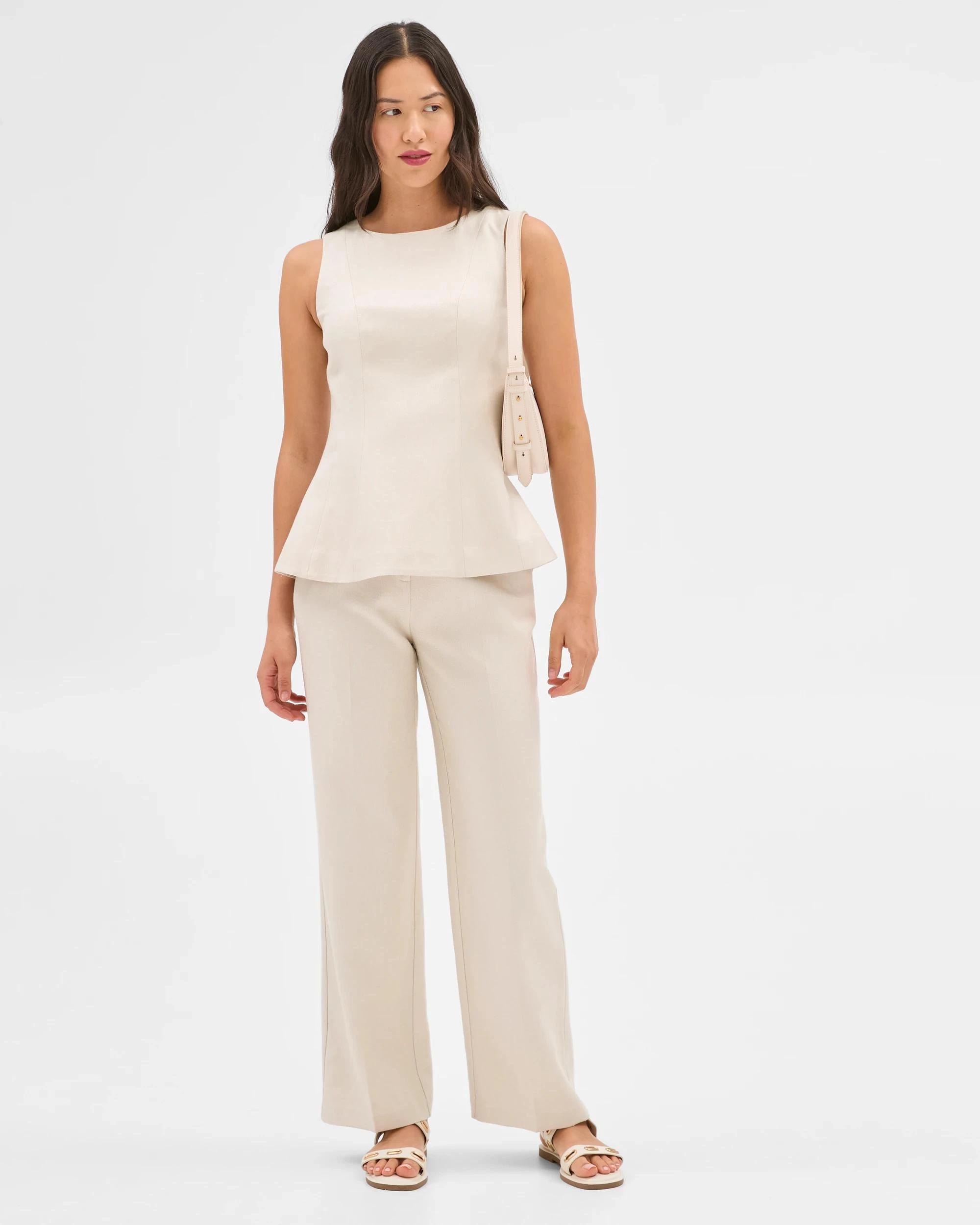 2 Sleeveless Textured Pleat Detail Top - Preview CREAM, 2 of 5