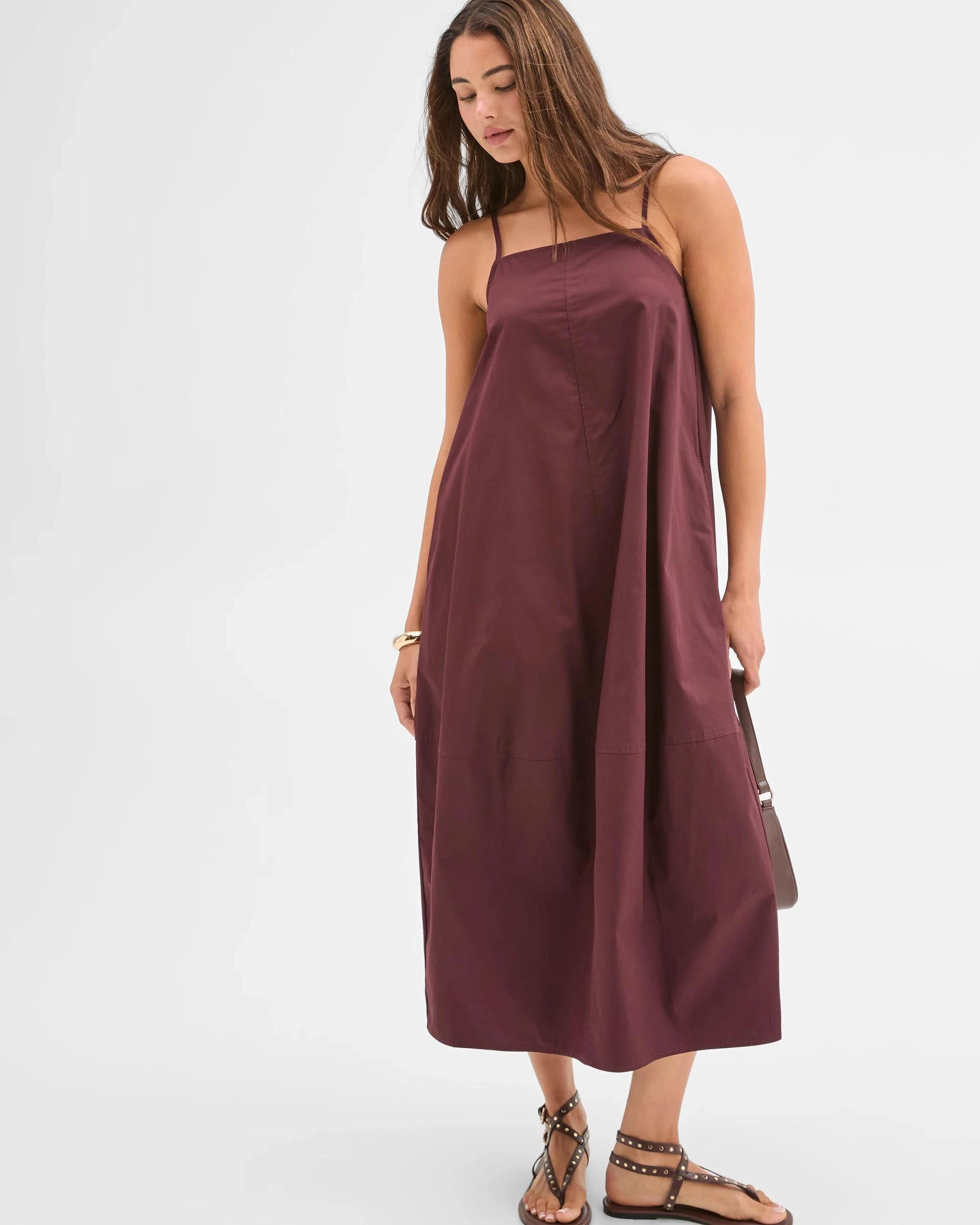 2 Lily Loves Australian Cotton Cocoon Midi Dress BURGUNDY ROUGE, 2 of 7