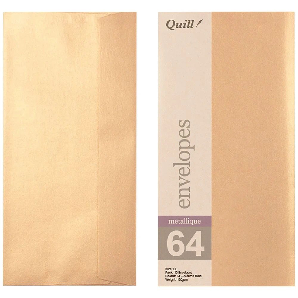 1 Quill DL Envelopes Metallique Autumn Gold 10 Pack, 1 of 4